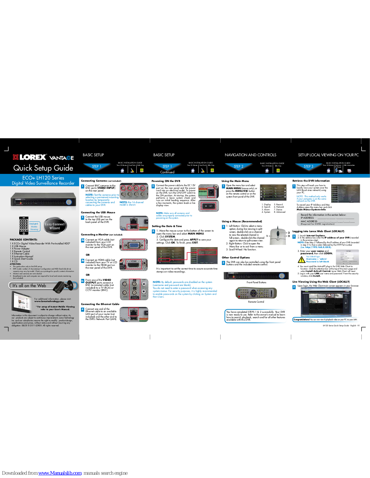 Lorex ECO+ LH120 Series Quick Setup Manual