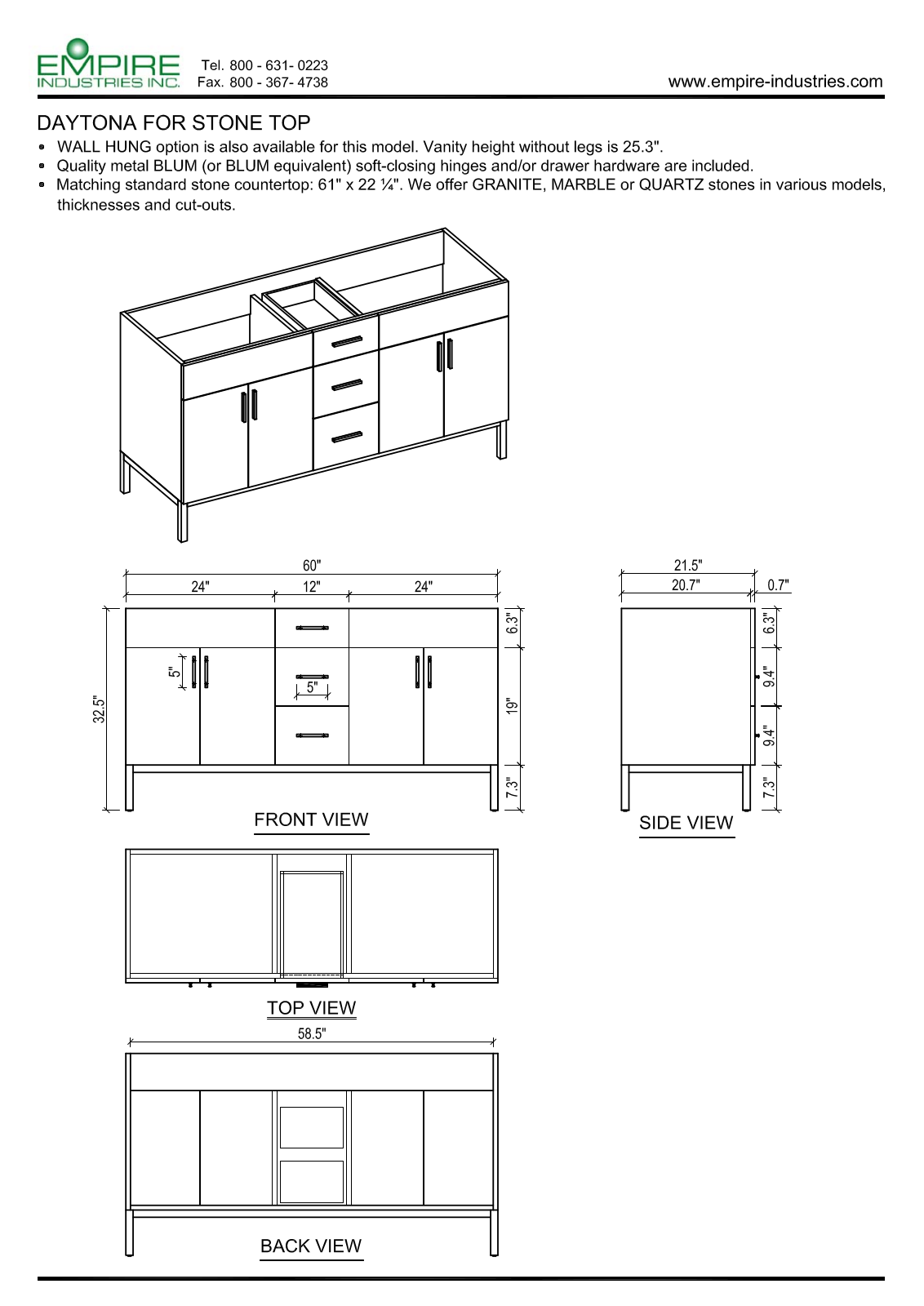 Empire Industries WDS6043BNP Specs