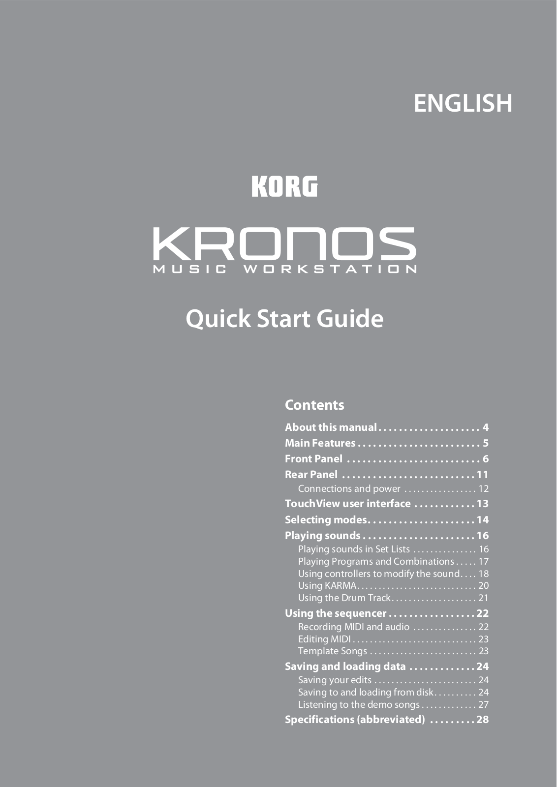 Korg Kronos User Manual