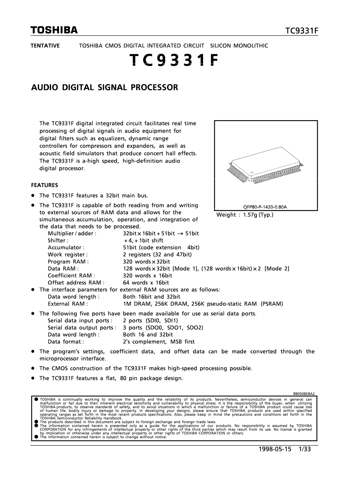 Toshiba TC9331F User Manual