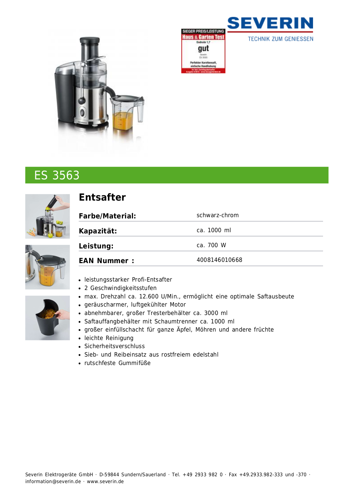 Severin ES 3563 User Manual