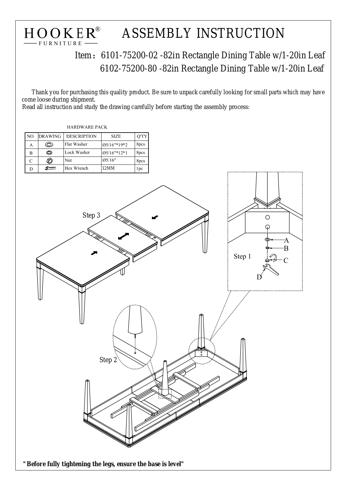 Hooker 6101-75200-02, 6101-75200-80 Assembly Instructions - ManualMachine.com