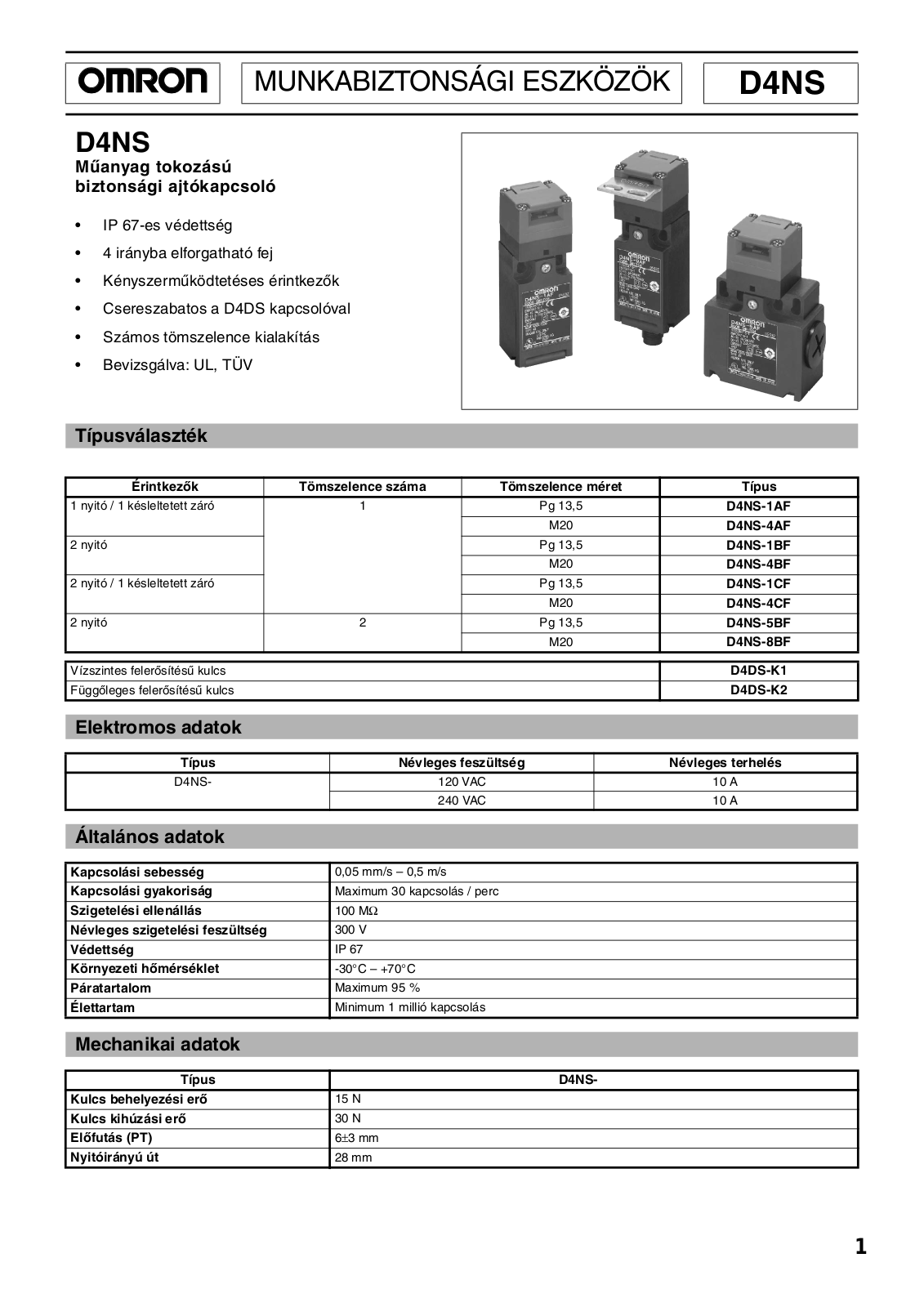 Omron D4NS DATASHEET