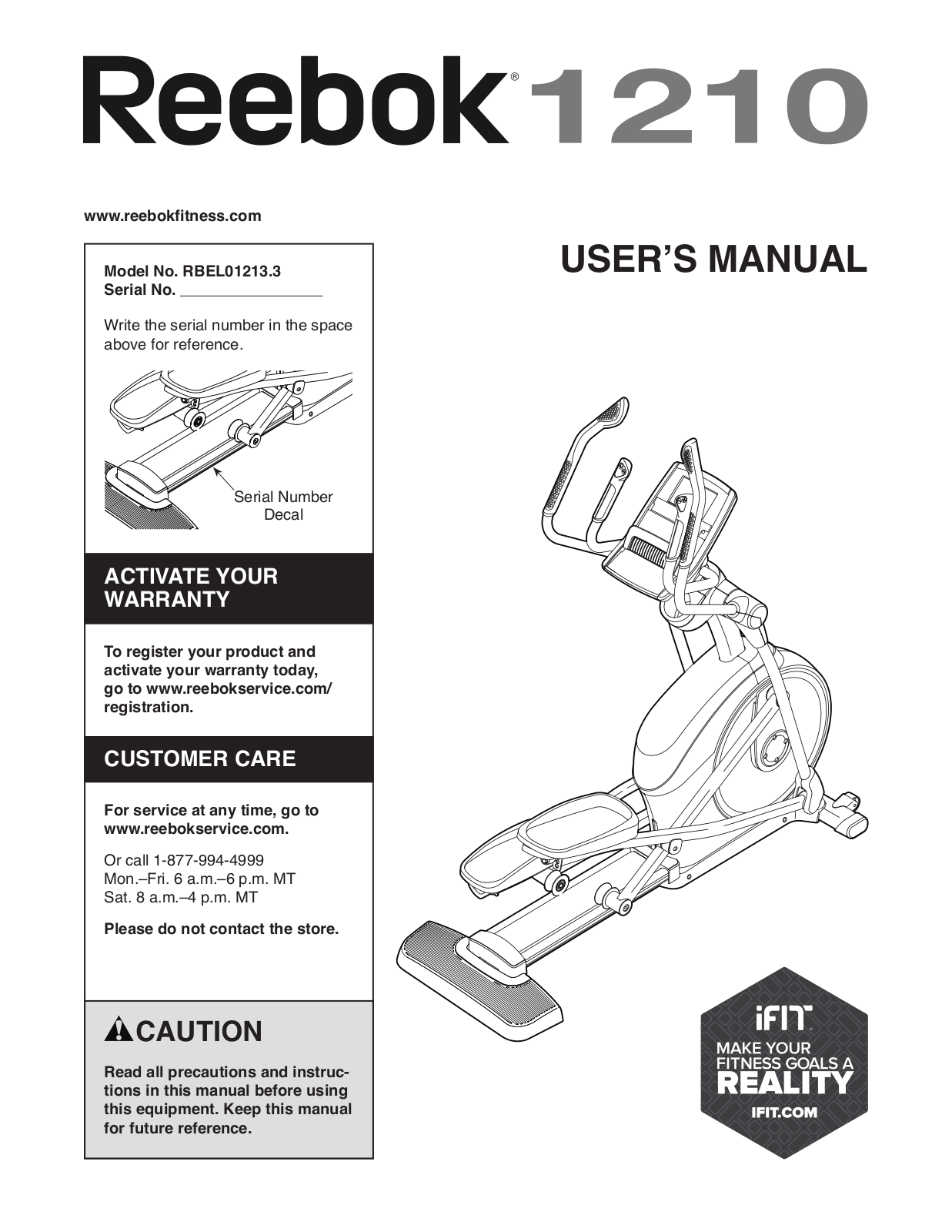 Reebok RBEL012133 Owner's Manual