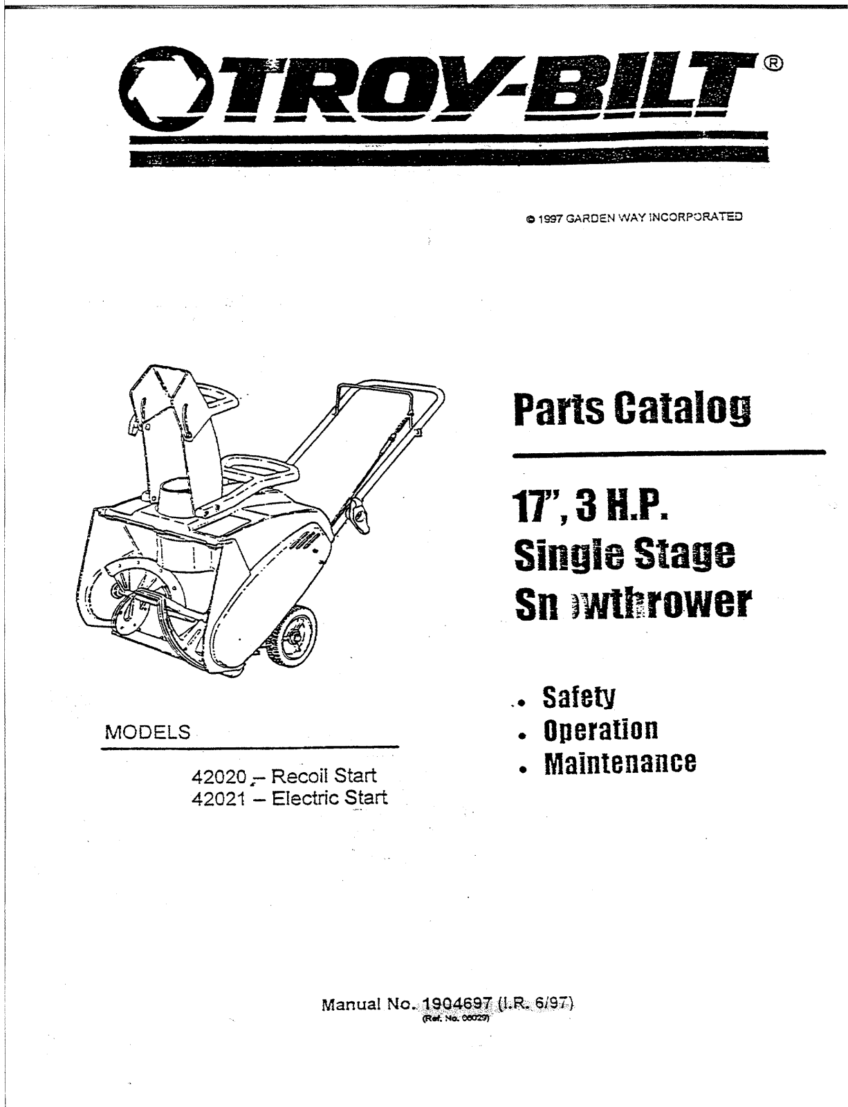 Troy-Bilt 42020 User Manual