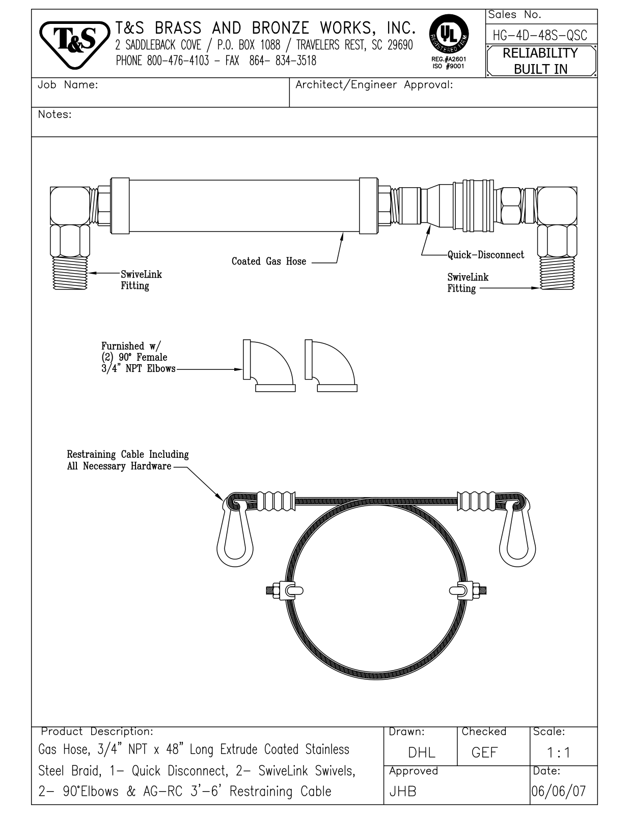 T & S Brass & Bronze Works HG-4D-48S-QSC General Manual