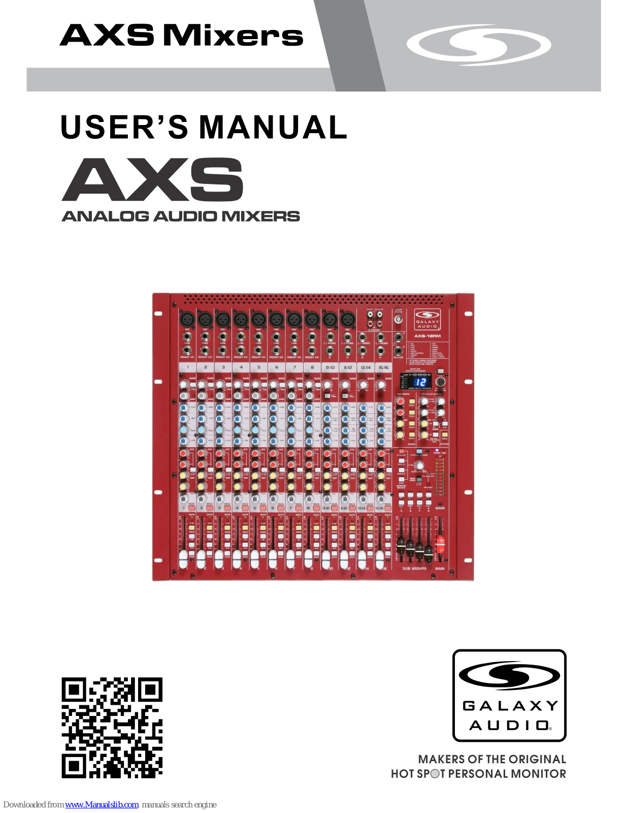 Galaxy Audio AXS series, TXRM, AXS-8, AXS-10, AXS-14 User Manual