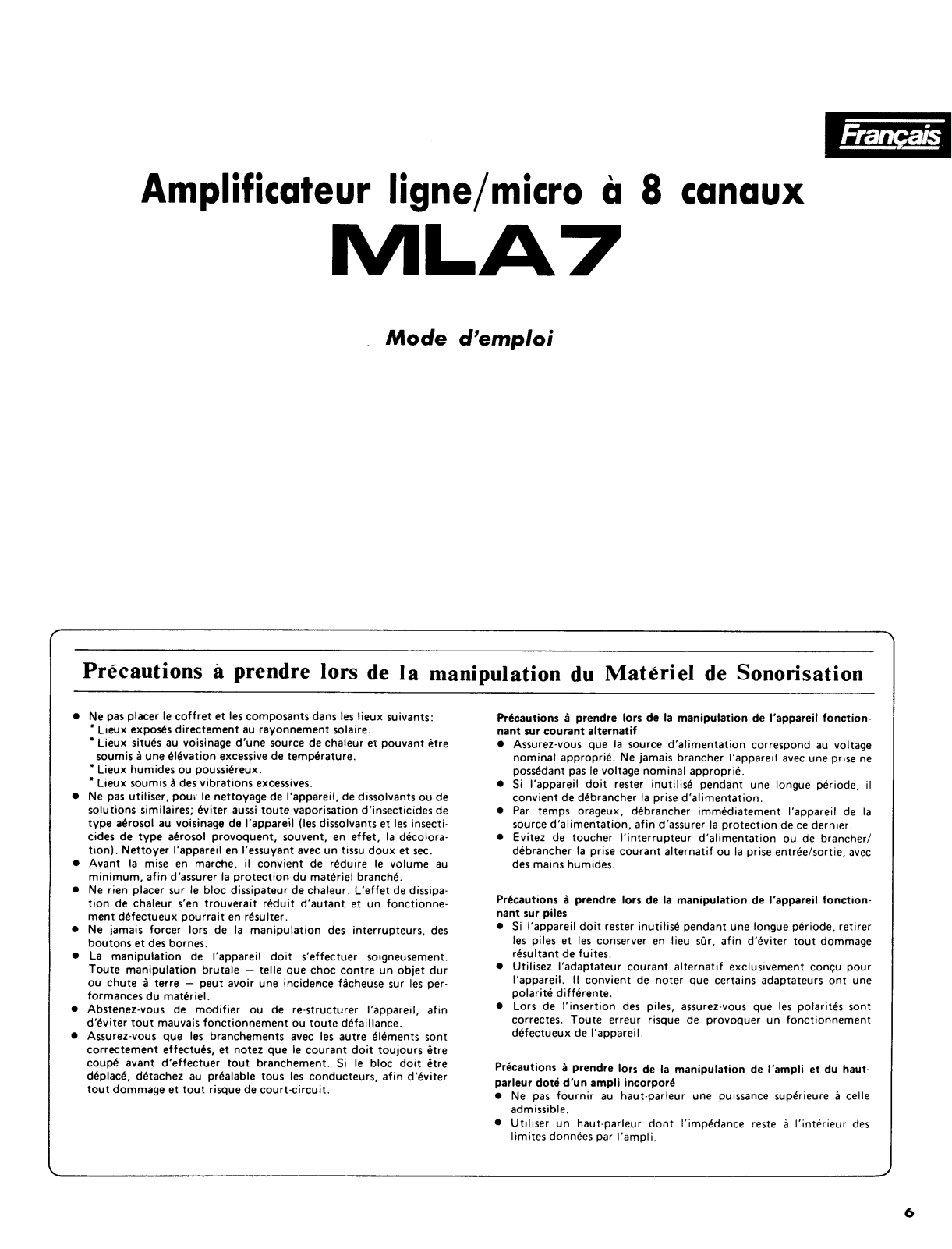 Yamaha MLA7 User Guide