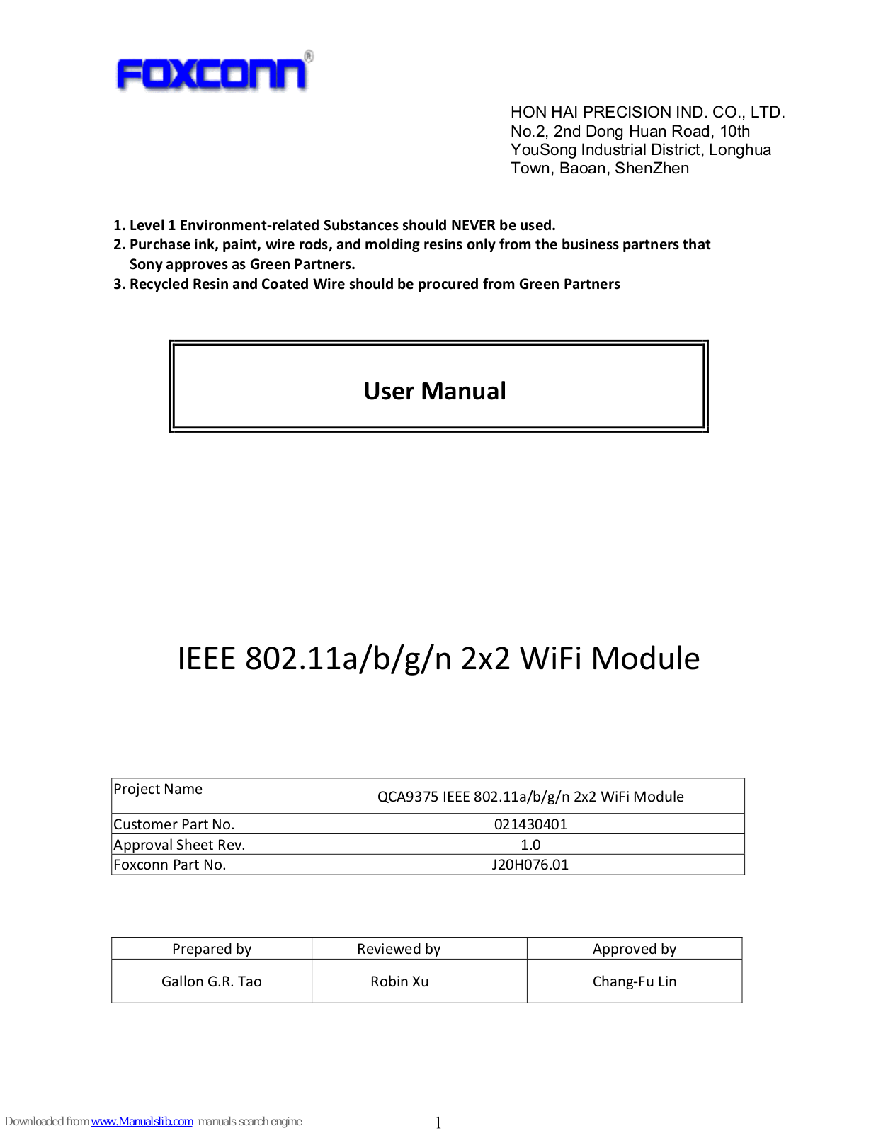 Foxconn QCA9375 User Manual