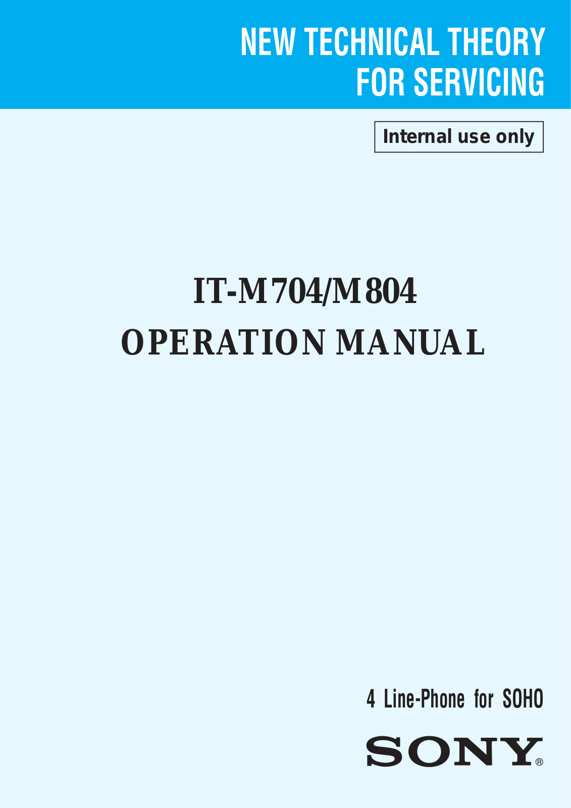 Sony IT-M708, IT-M704 Operation Manual