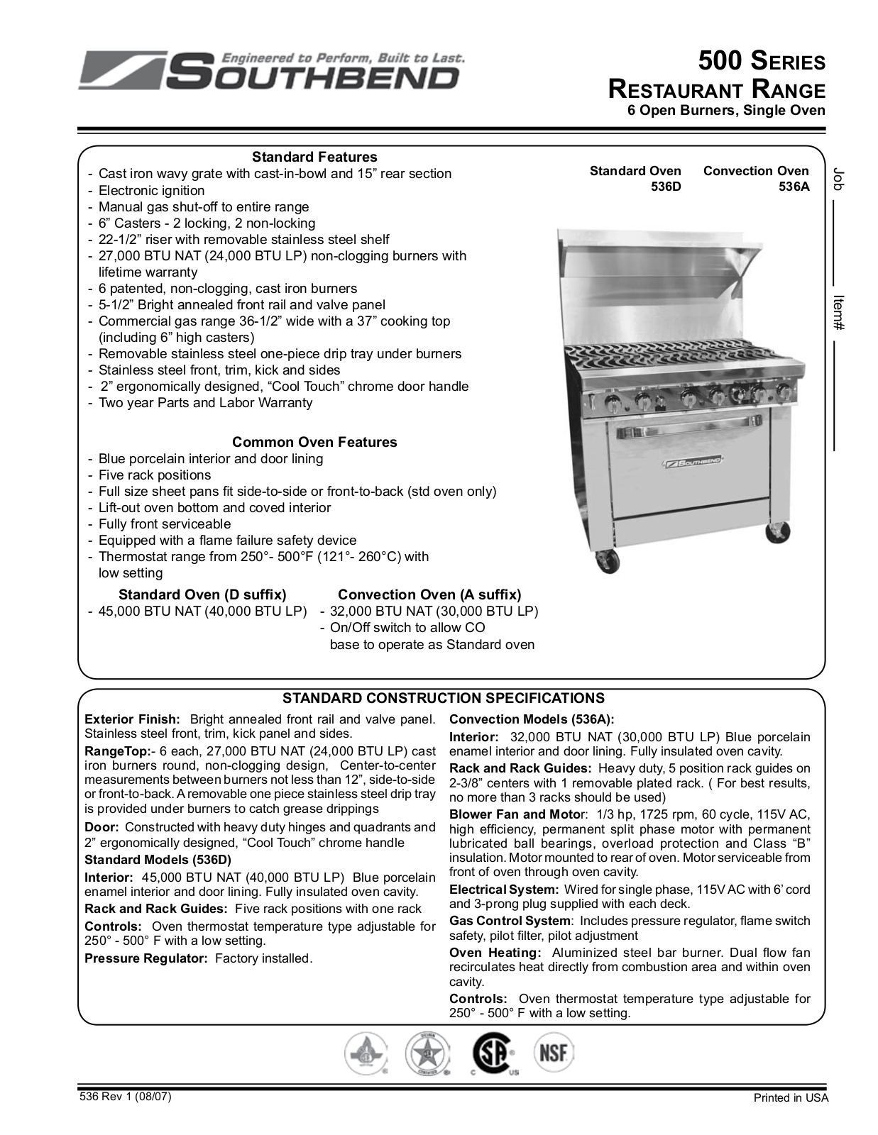 Southbend 536D, 536A User Manual