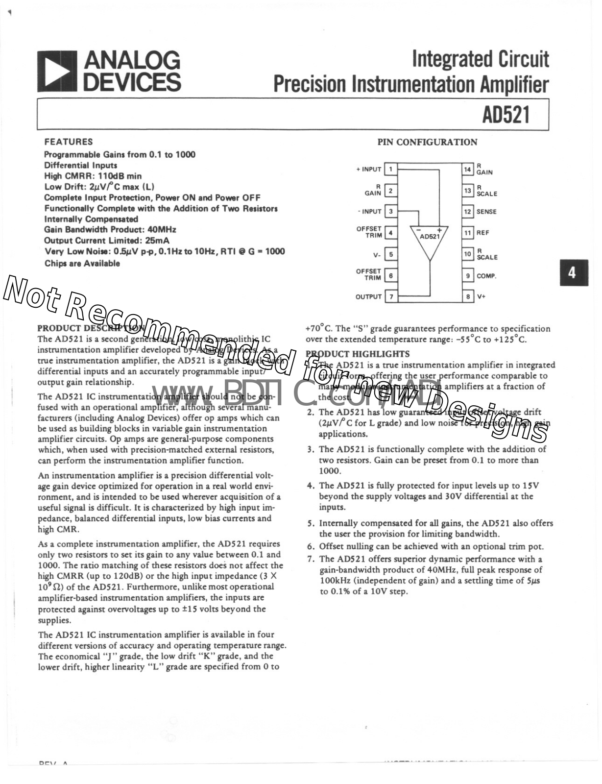 Datasheet AD521 Datasheet (ANALOG DEVICES) - ManualMachine.com
