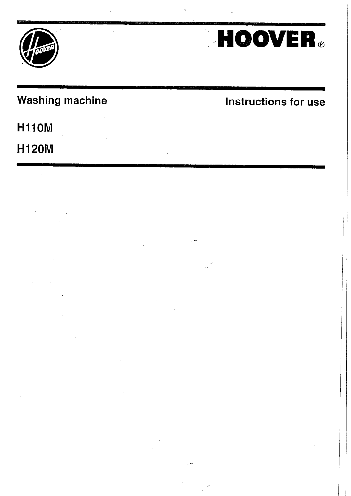 Hoover H110, H120 User Manual