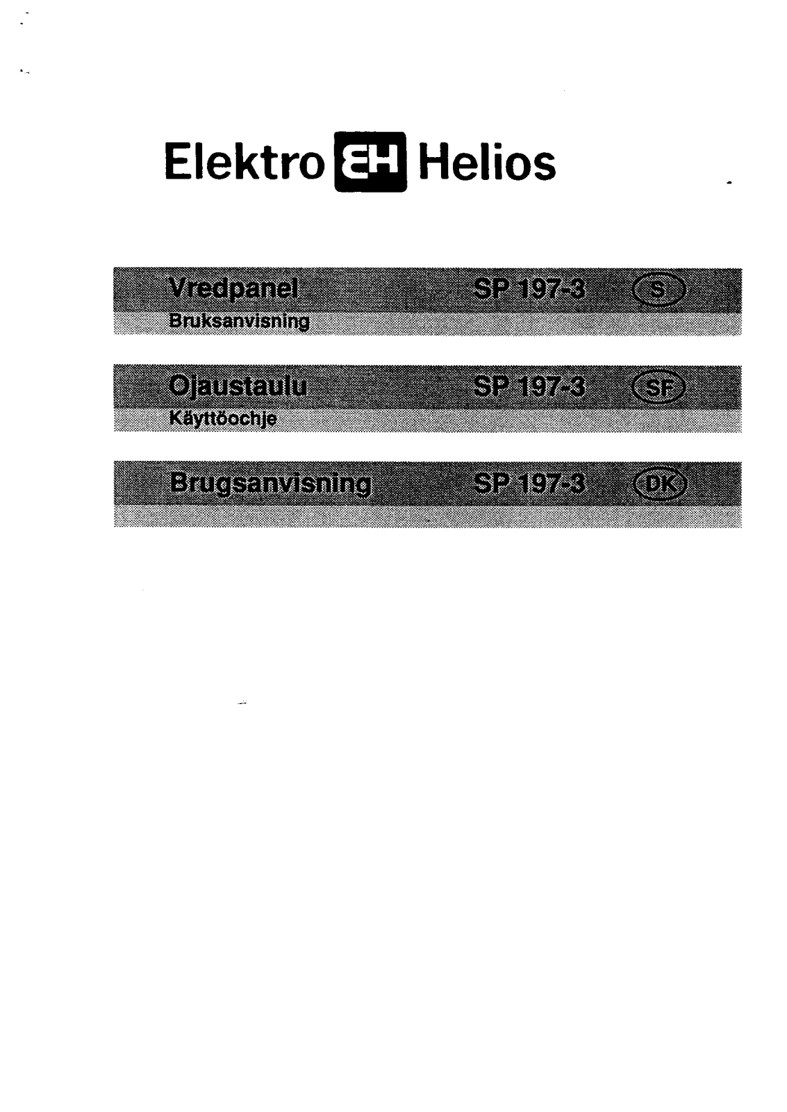 Elektro helios SP197-3 User Manual