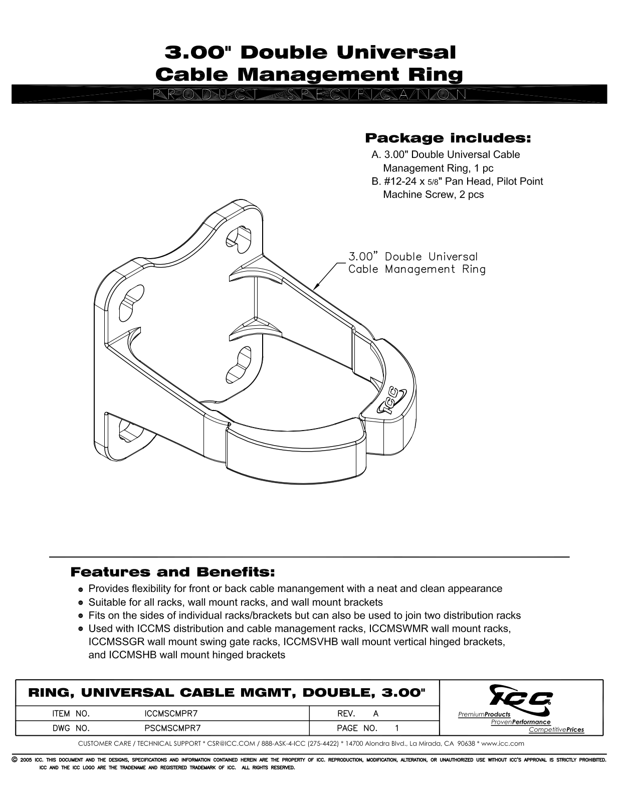 ICC ICCMSCMPR7 Specsheet