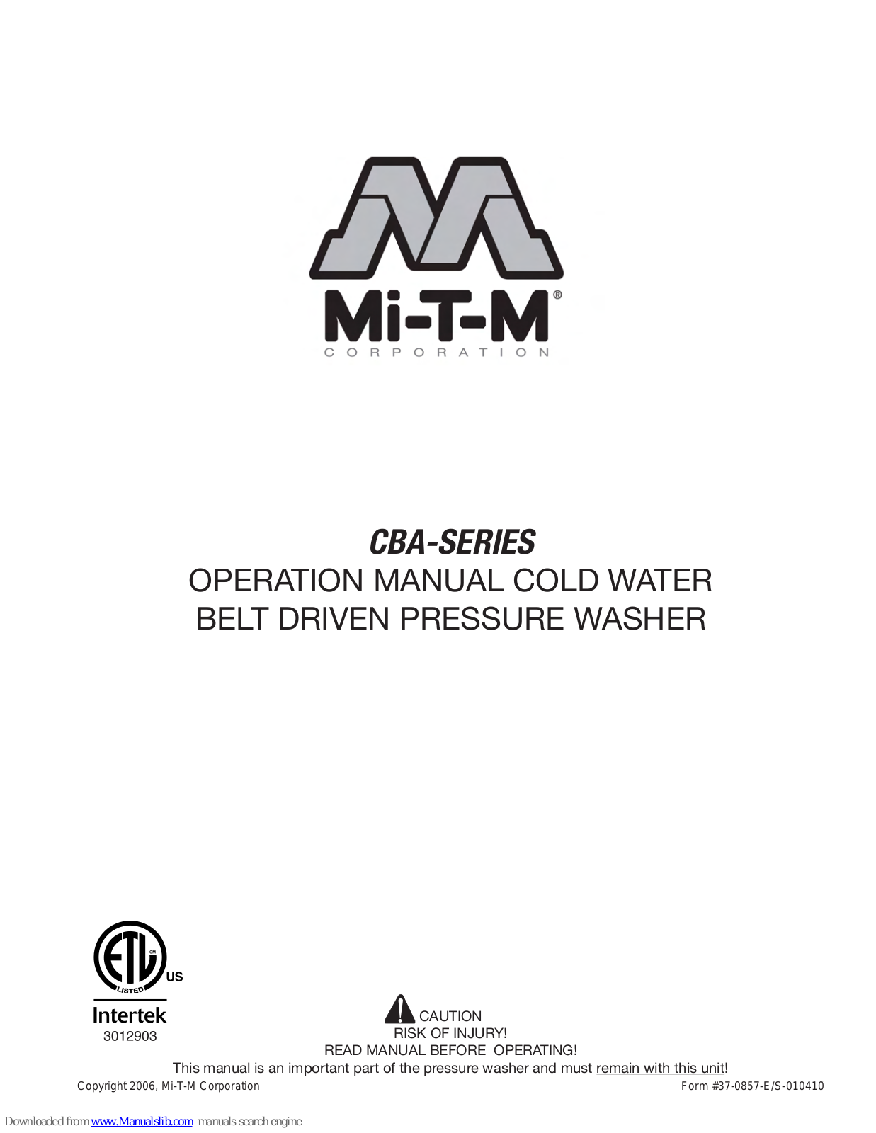 Mi-T-M CBA-2504, CBA-3003, CBA-3004, CBA-3504, CBA-4004 Operation Manual - ManualMachine.com