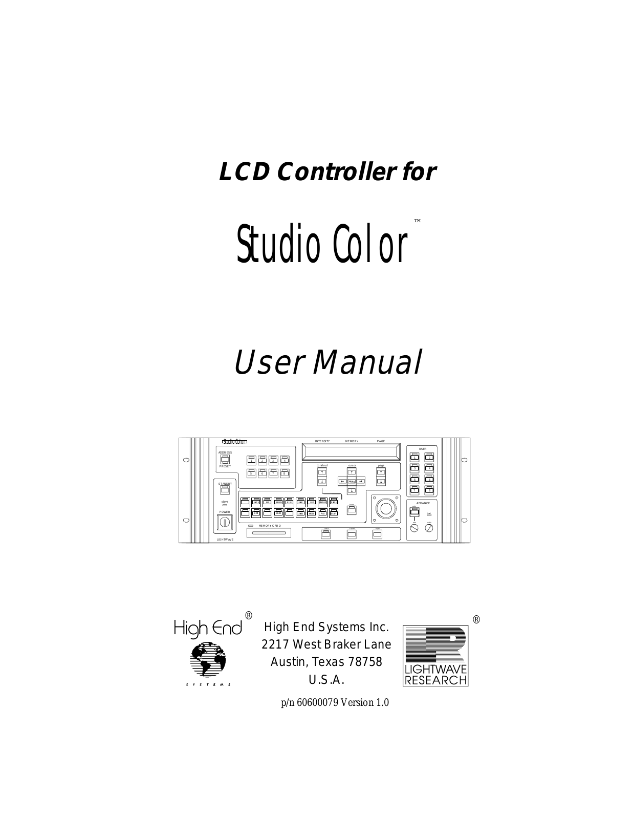 High End Systems High End LCD Controller for Studio Color User Manual