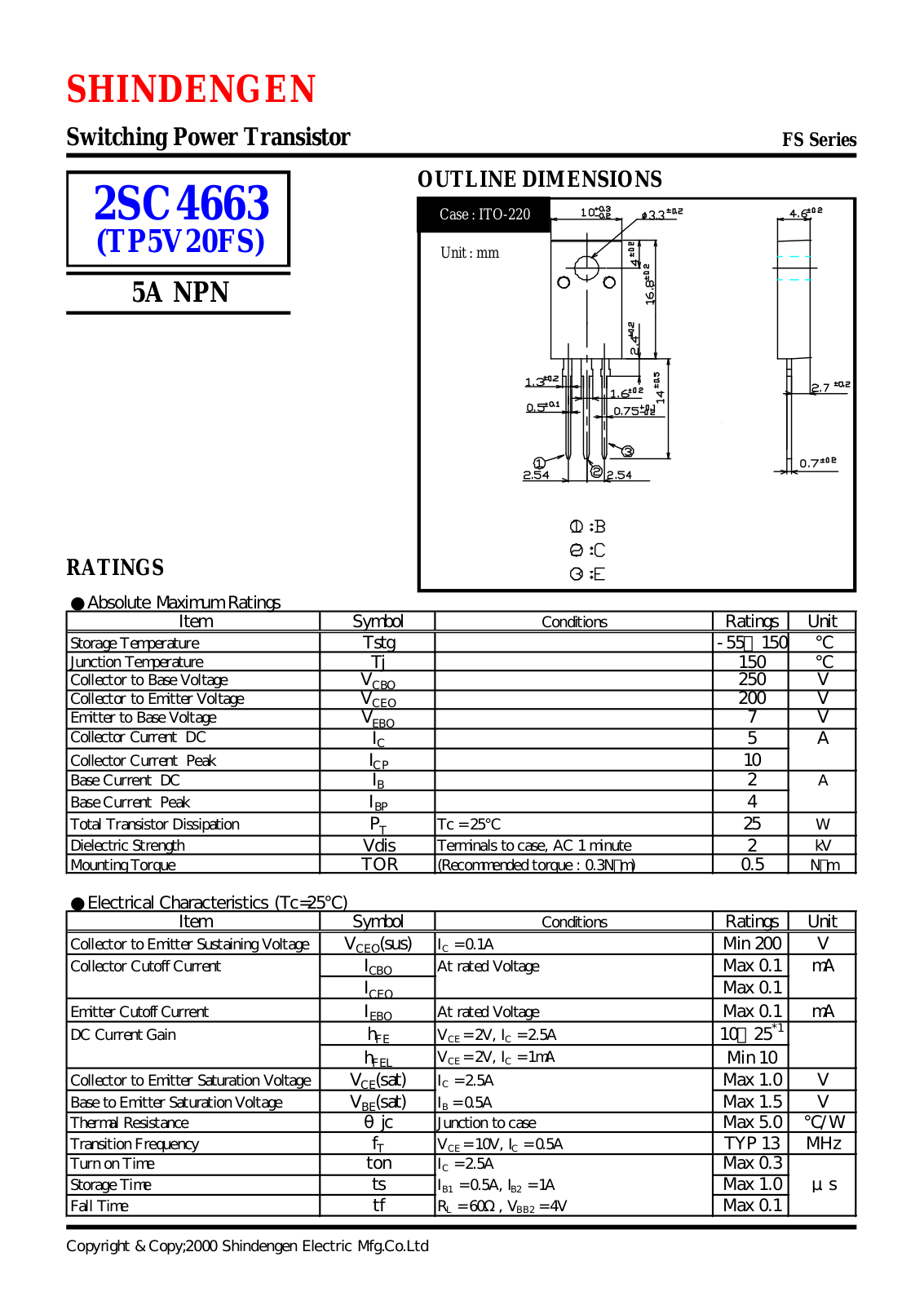 Datasheet 2SC4663 Datasheet (Shindengen) - ManualMachine.com