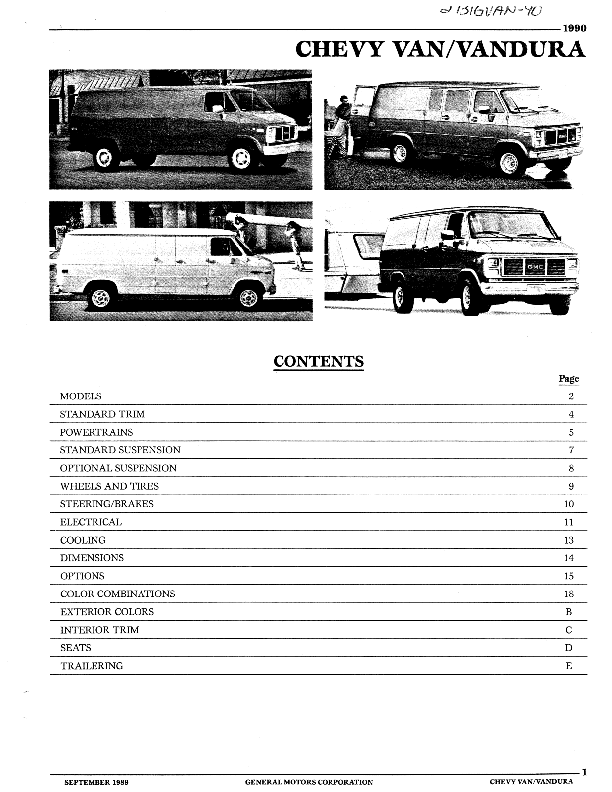 GMC Vandura 1990 User Manual