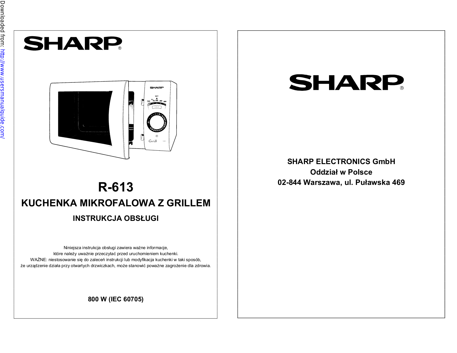 SHARP R-613W User Manual