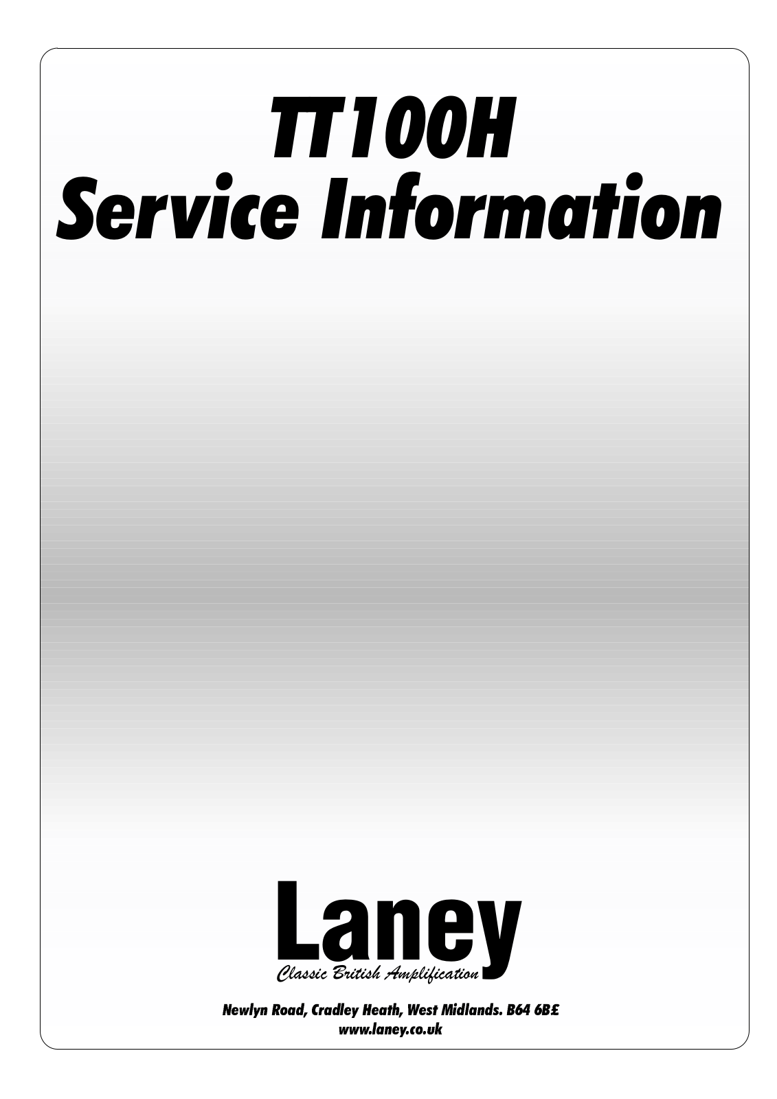 Laney TT100H Service Manual