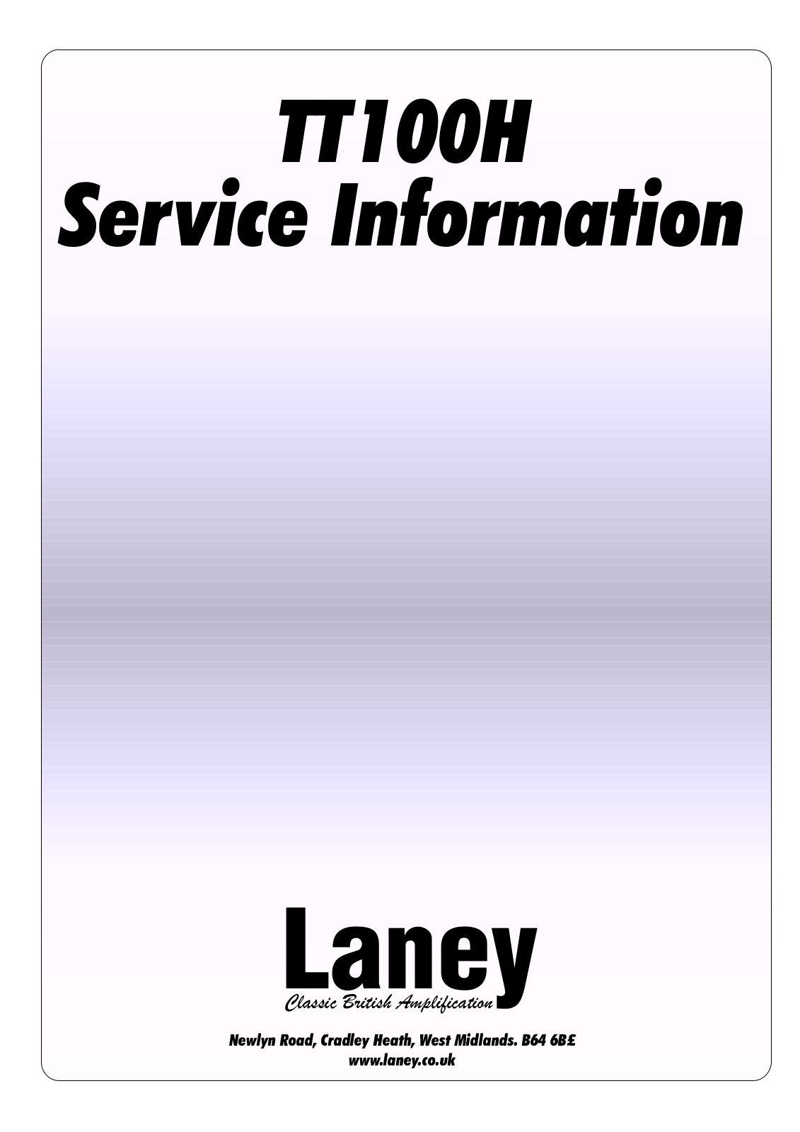 Laney TT100H Service Manual
