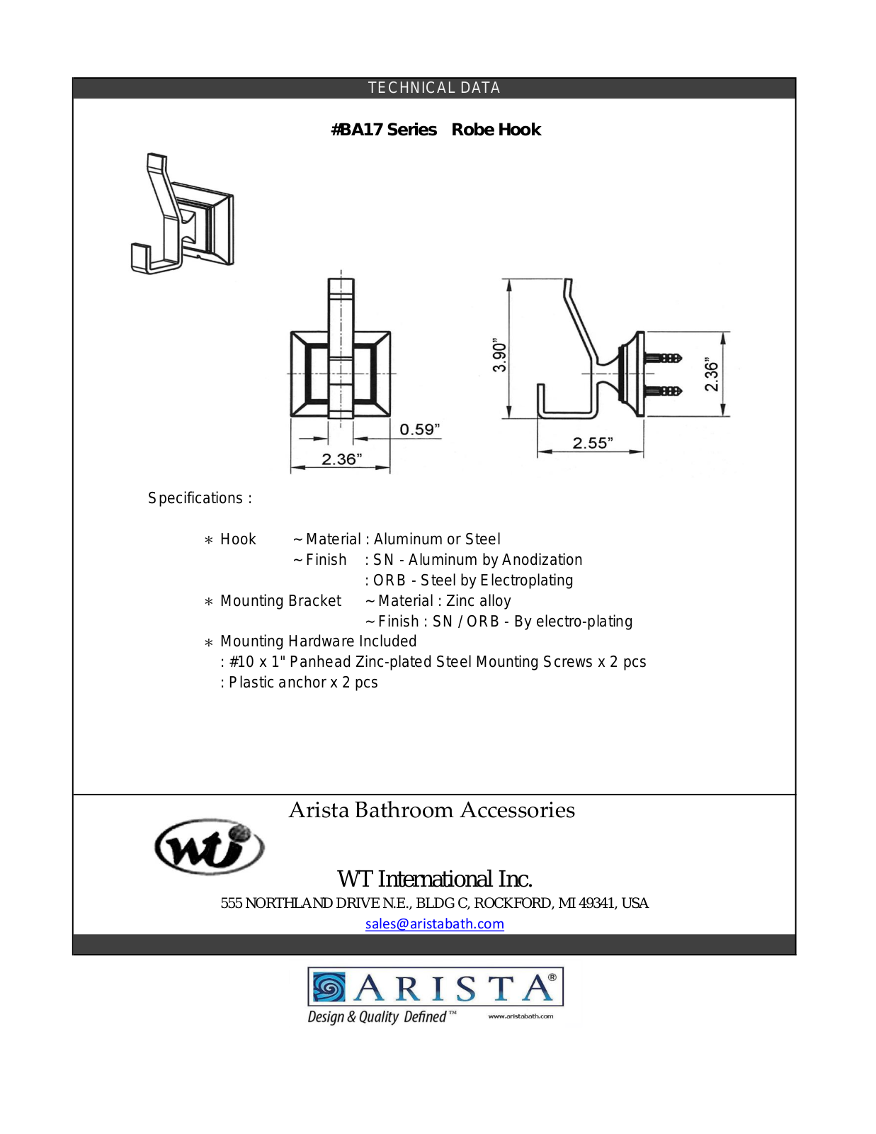 ARISTA WTIN1056 Specifications - ManualMachine.com