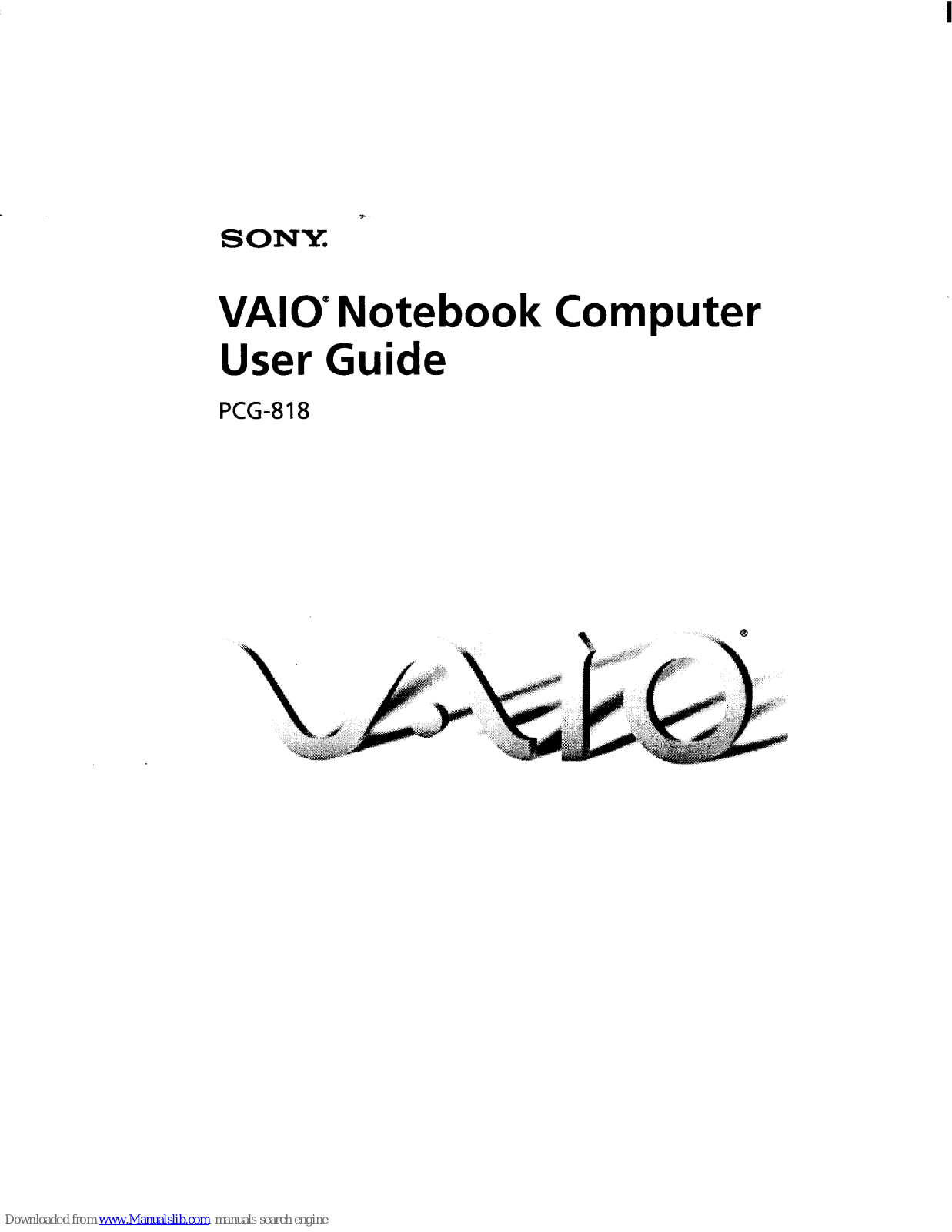 Sony PCG-818 - VAIO - PII 300 MHz User Manual