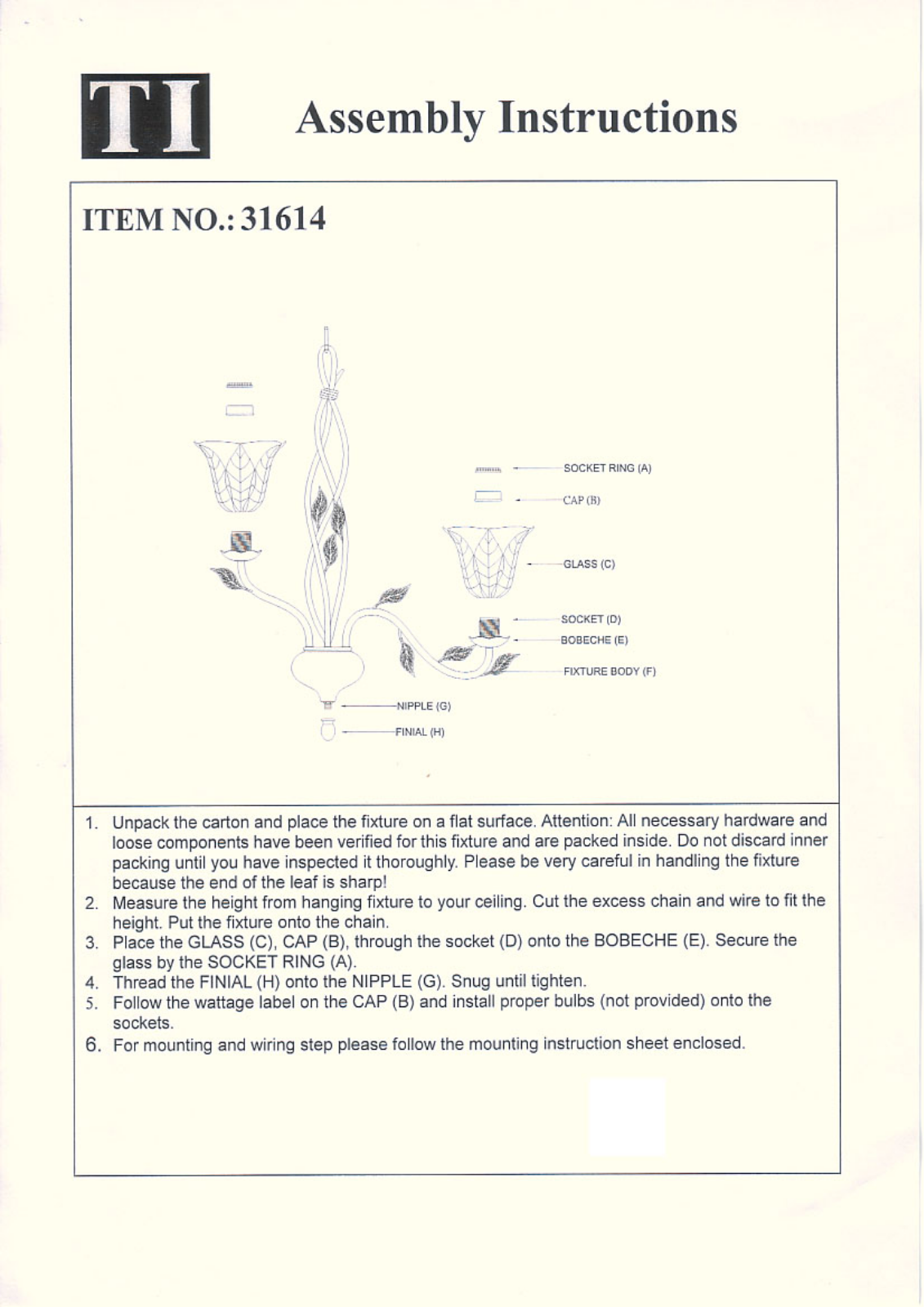 Triarch 31614 User Manual