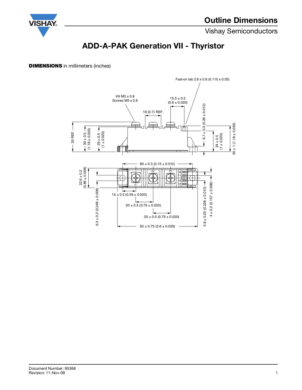 Vishay ADD-A-PAK Generation VII - Thyristor Dimensional Sheet