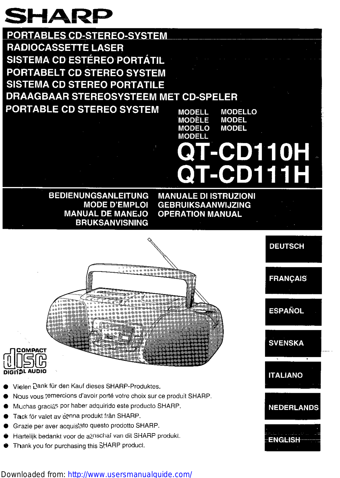 SHARP QT-CD110H/111H User Manual