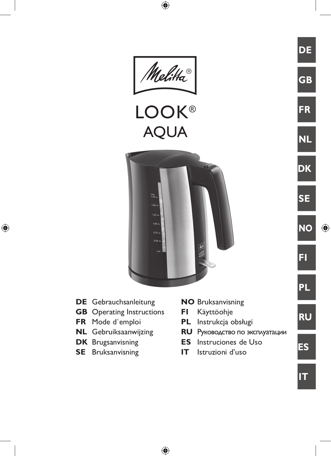 Melitta Look Aqua operation manual