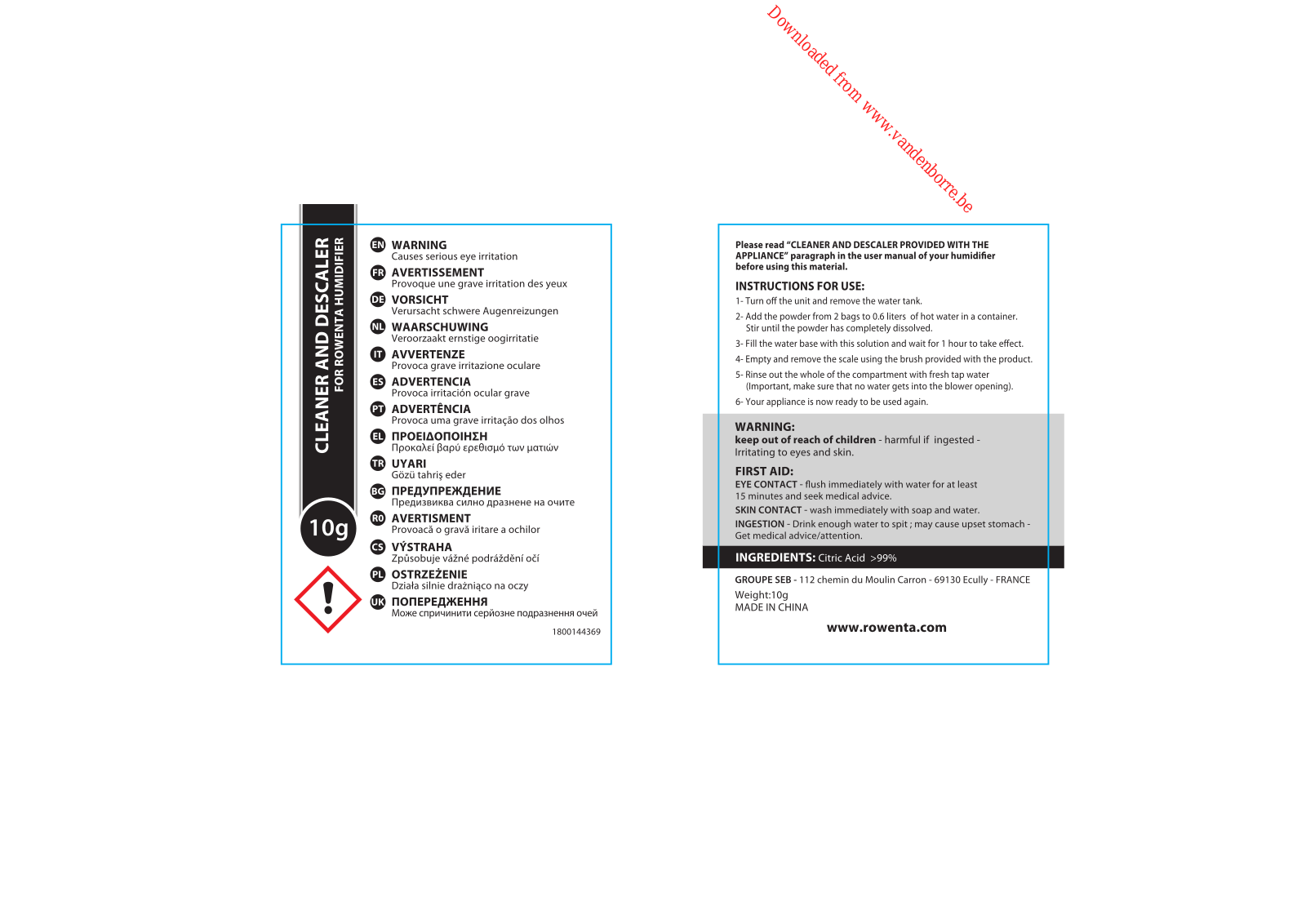 ROWENTA HU5220F0 User Manual