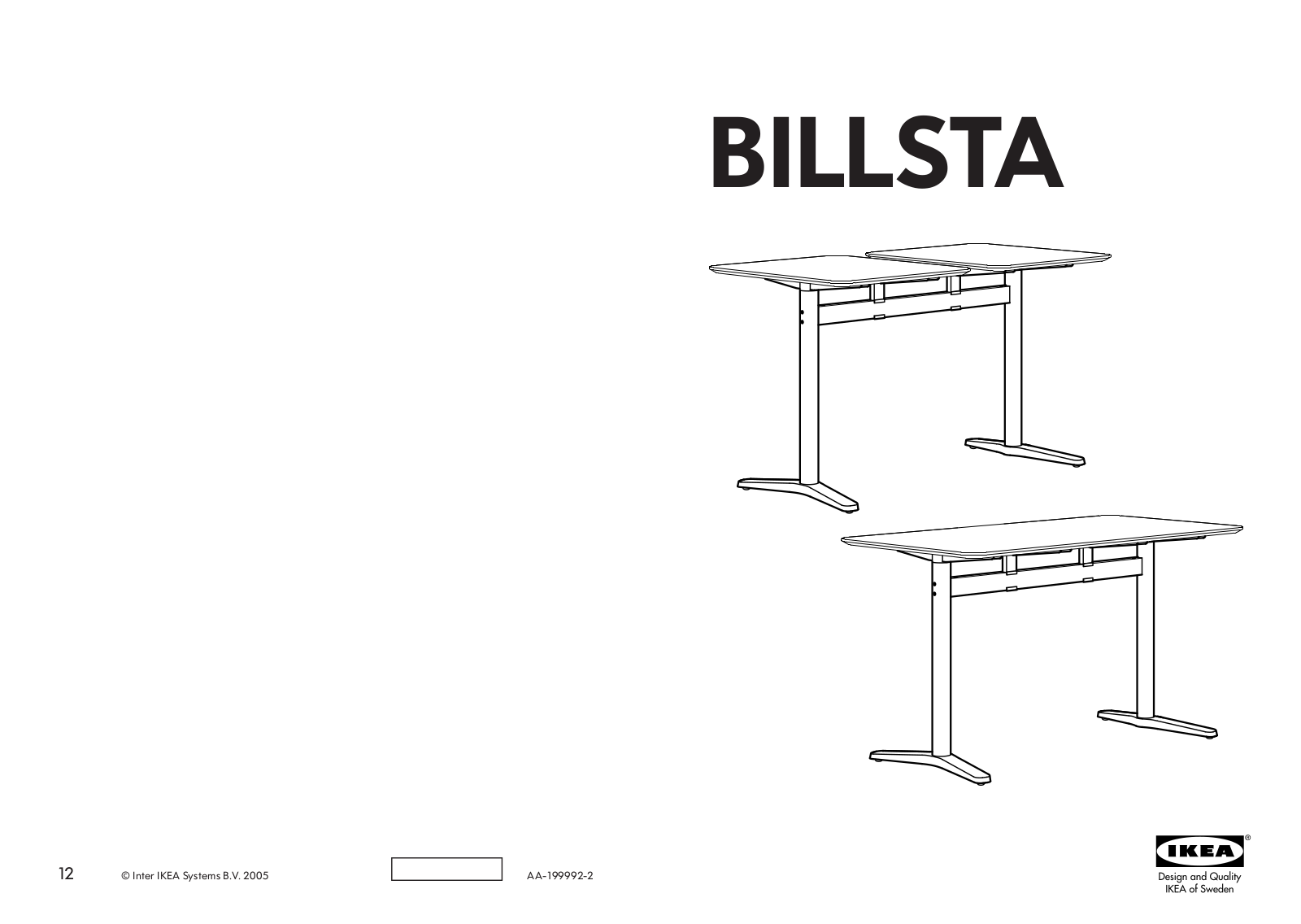 IKEA BILLSTA RECTANGLE UNDERFRAME 28 3-8 Assembly Instruction