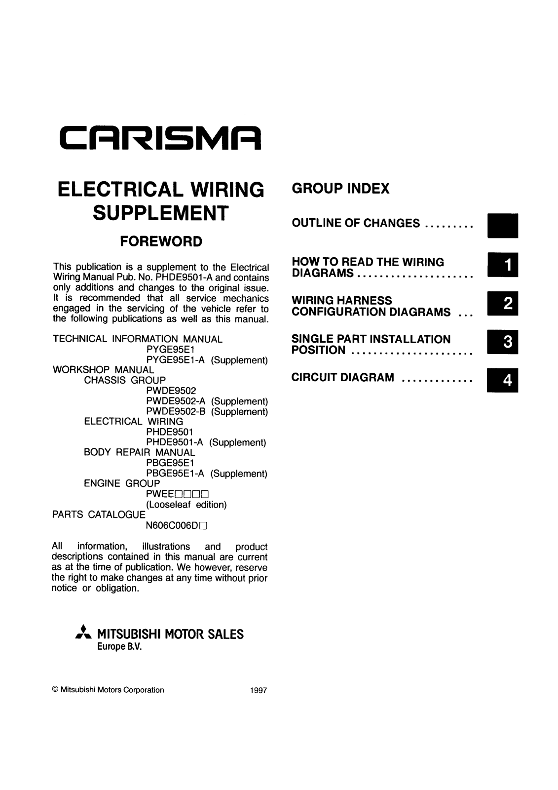 Mitsubishi Carisma 1997 User Manual