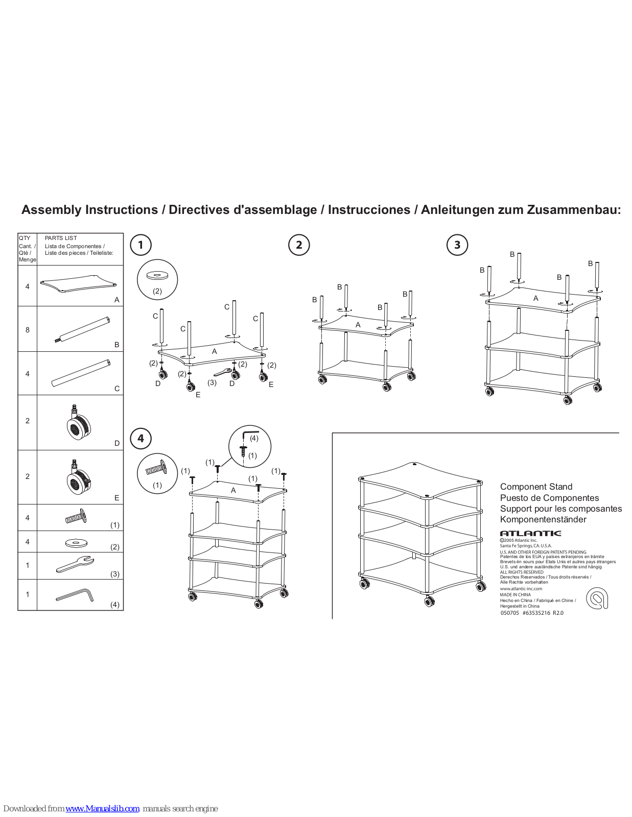 Atlantic Component Stand 63535216, 63535216 Assembly Instructions Manual