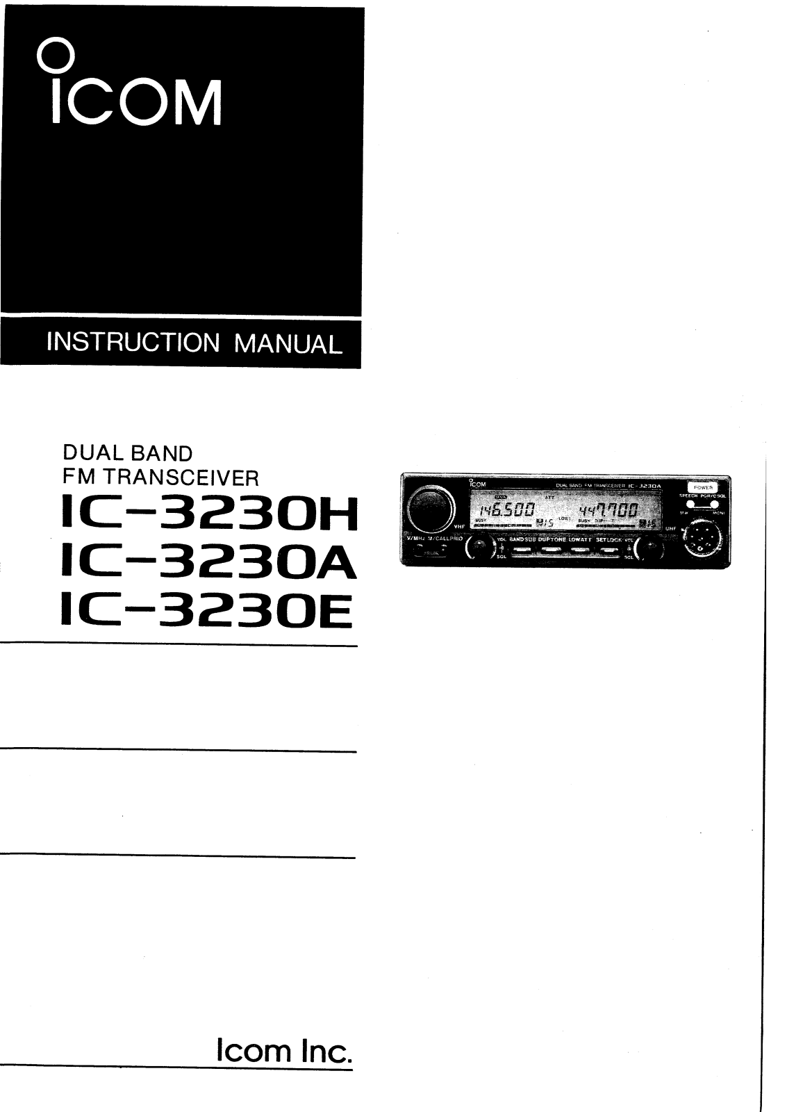 Icom IC-3230H-A-E User Manual