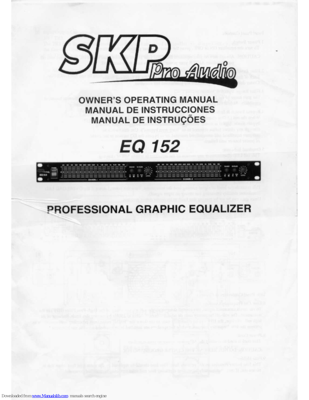 SKP Pro Audio EQ 152 Owner's Operating Manual