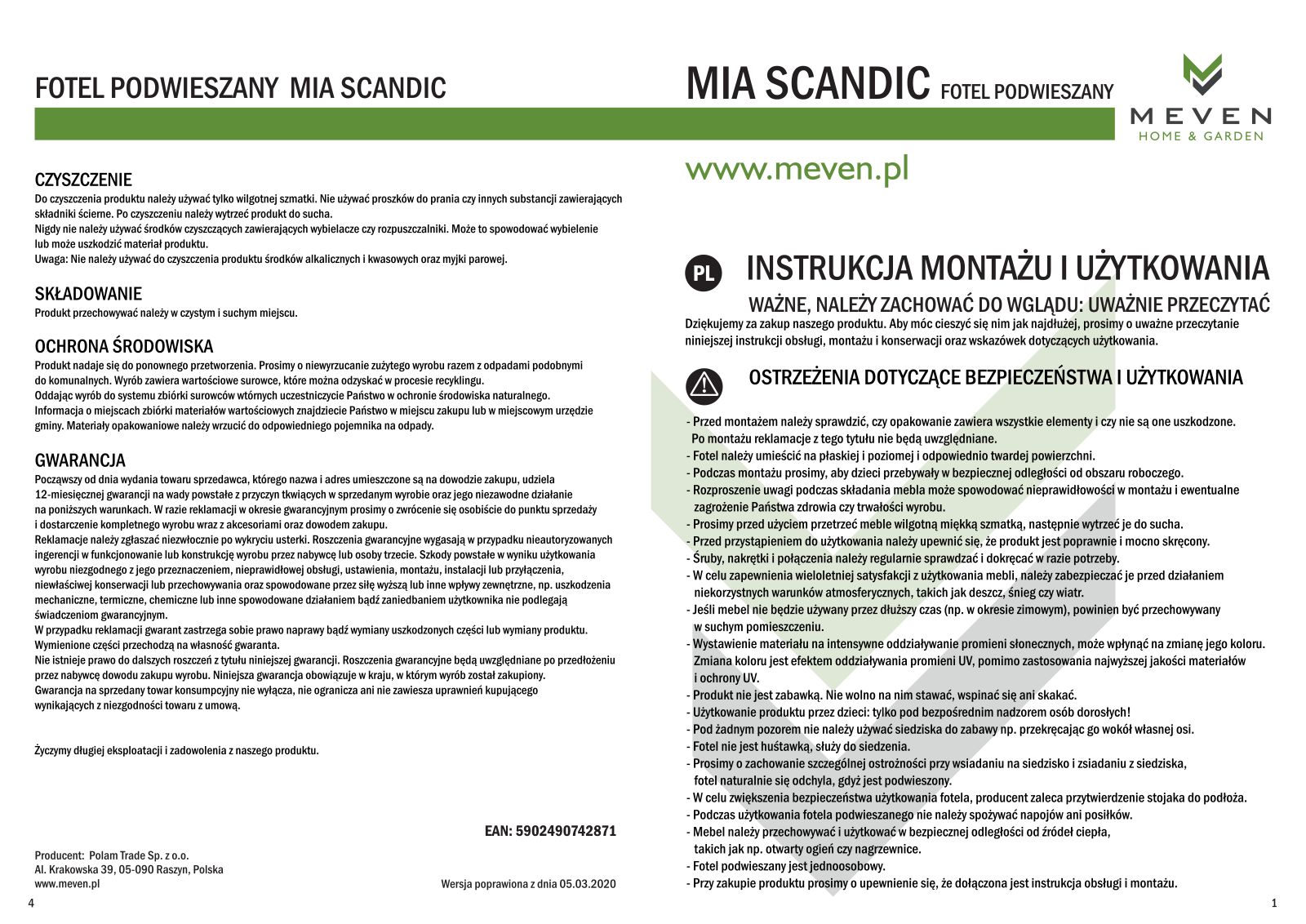 MEVEN MV-2871A-MIA Scandic, Mia Scandic User guide - ManualMachine.com
