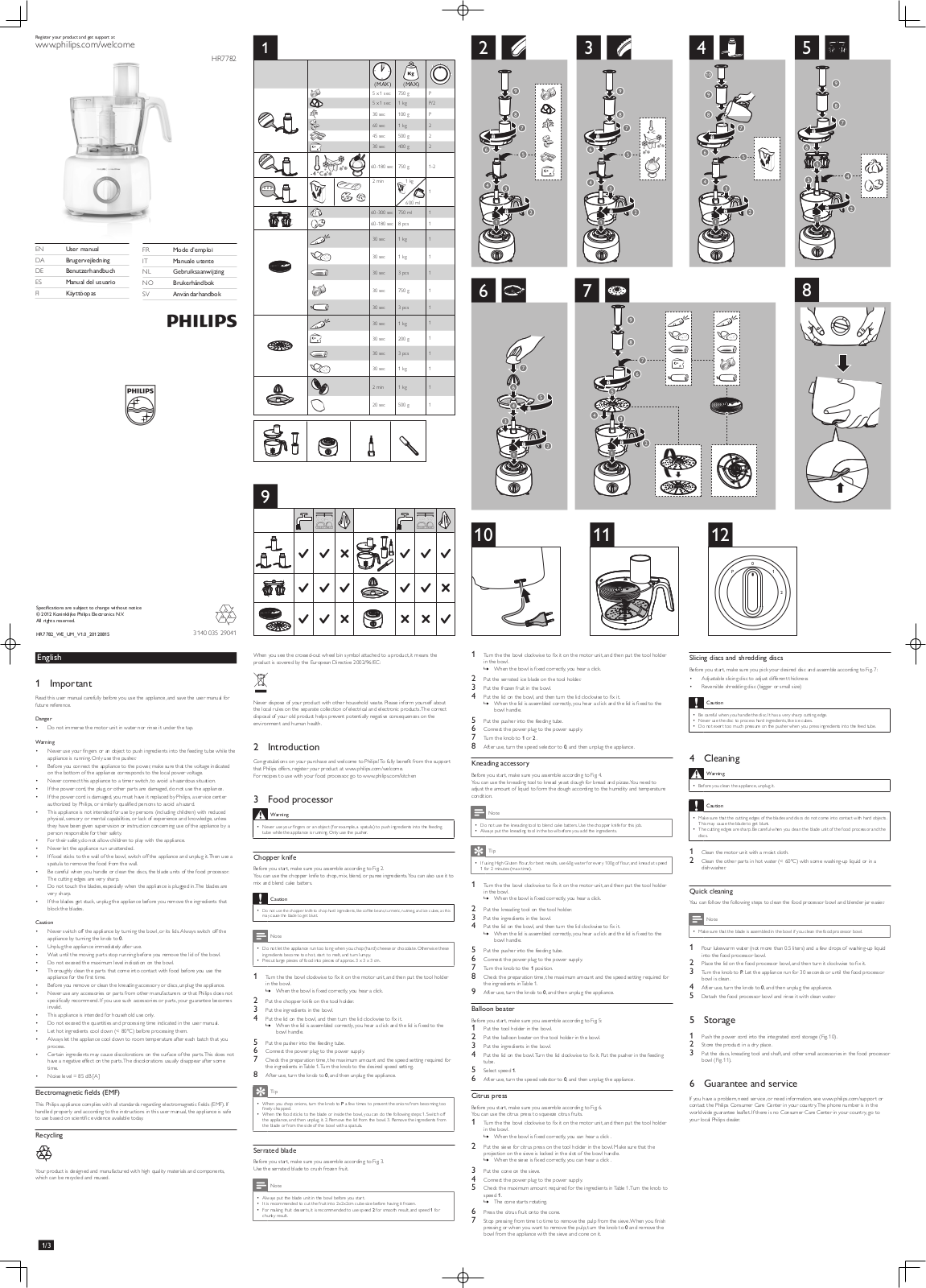 Philips HR 7782 User Manual