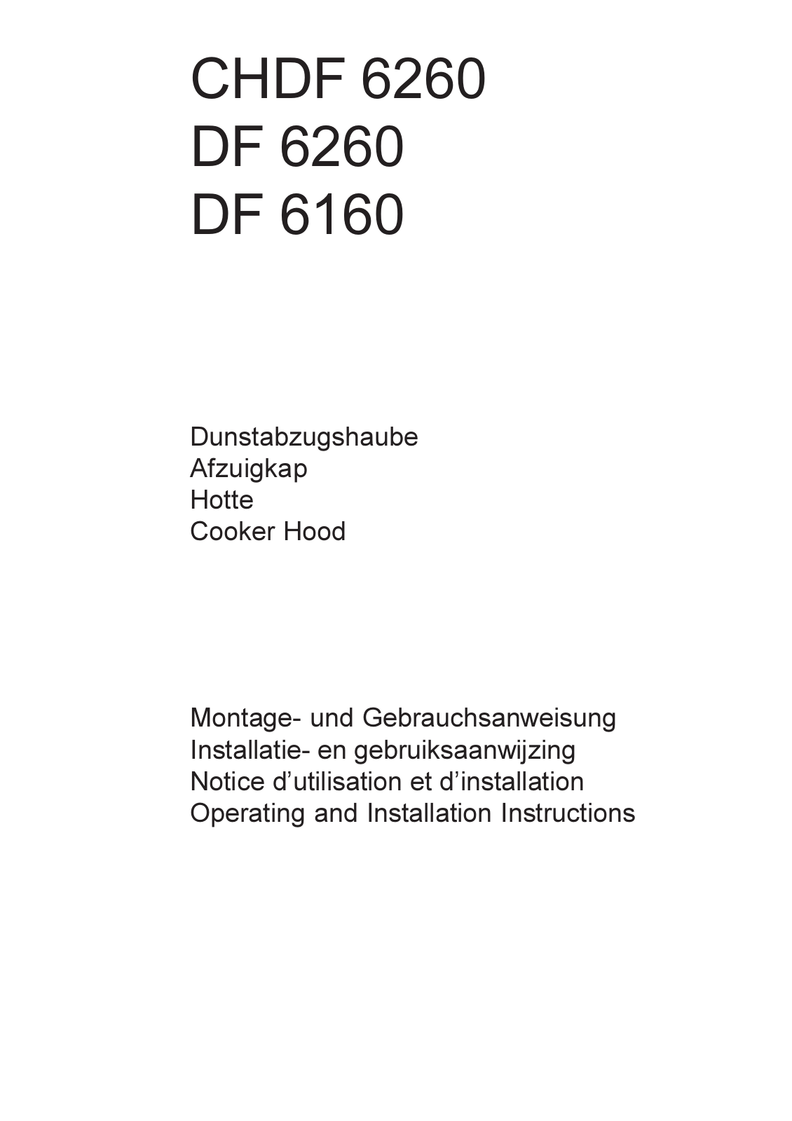 Aeg DF6260, DF6160 Operating Manual