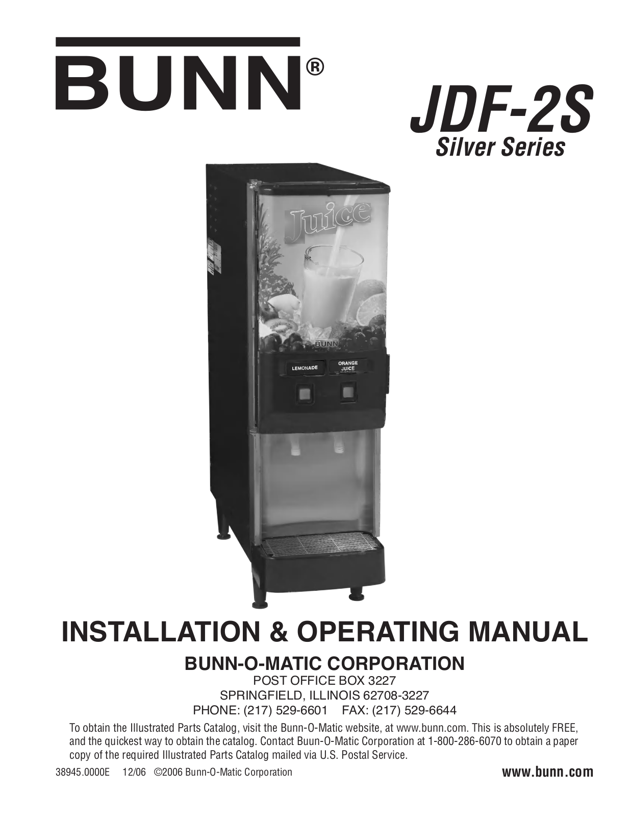 Bunn-O-Matic JDF-2S Operation Manual