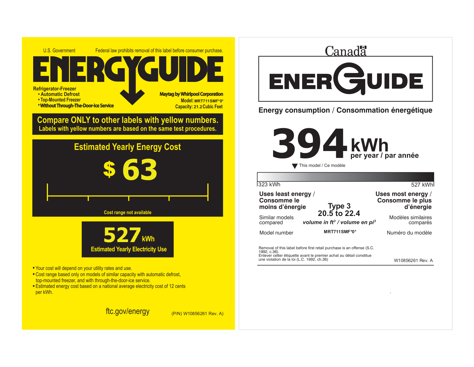 Maytag MRT711SMFZ Energy manual