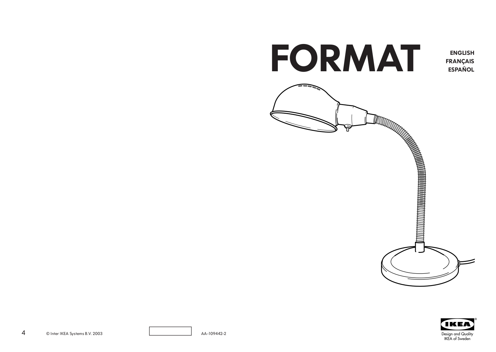 IKEA FORMAT WORK LAMP User Manual