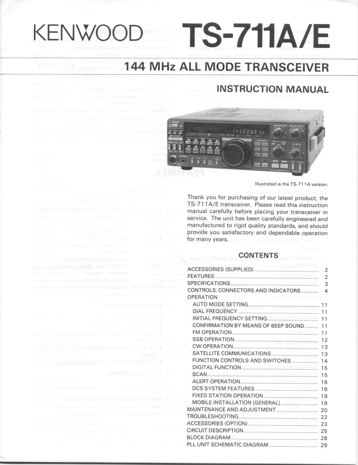 Kenwood TS-711A, TS-711E User Manual