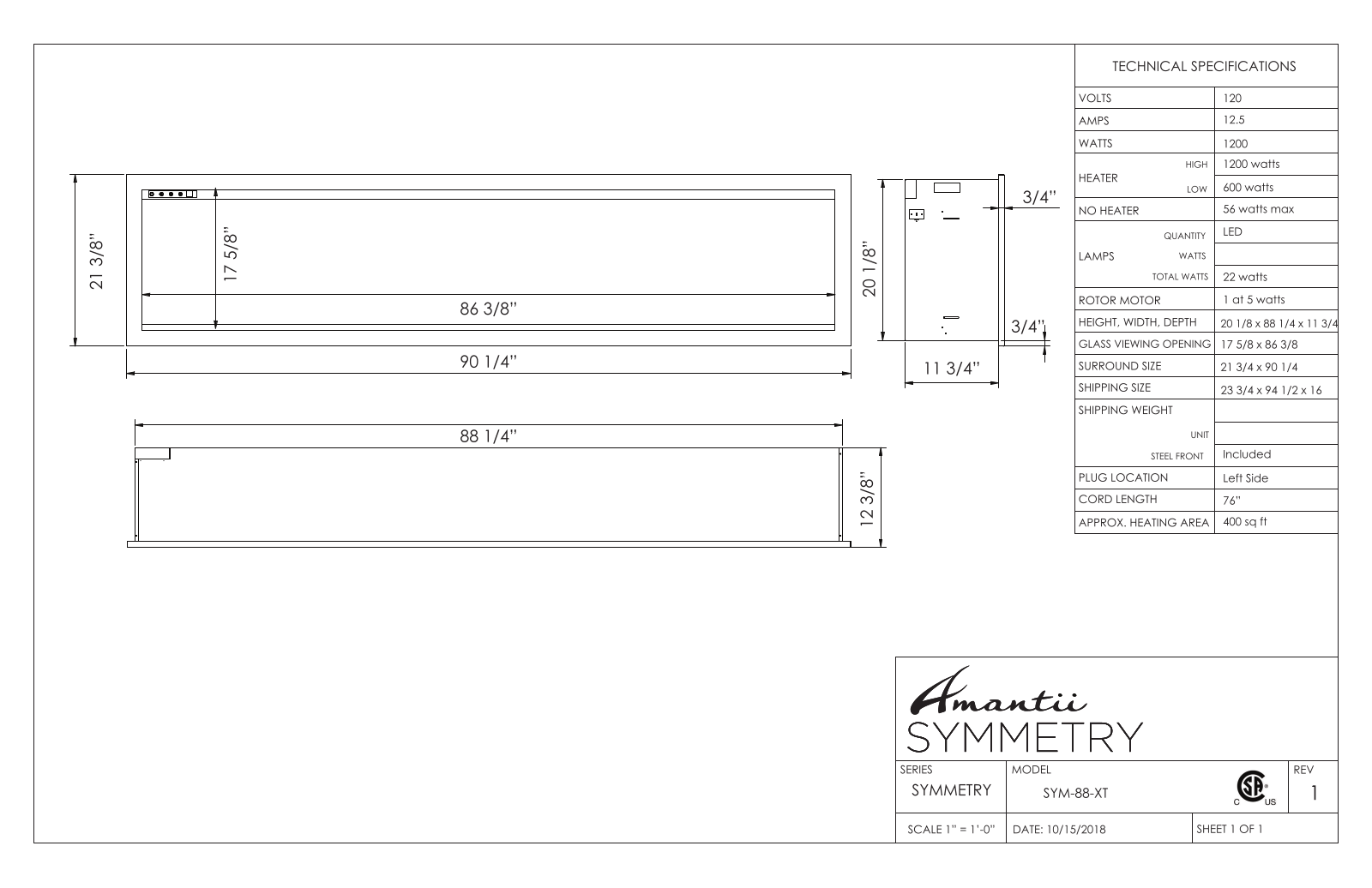 Amantii SYM88XT Specifications