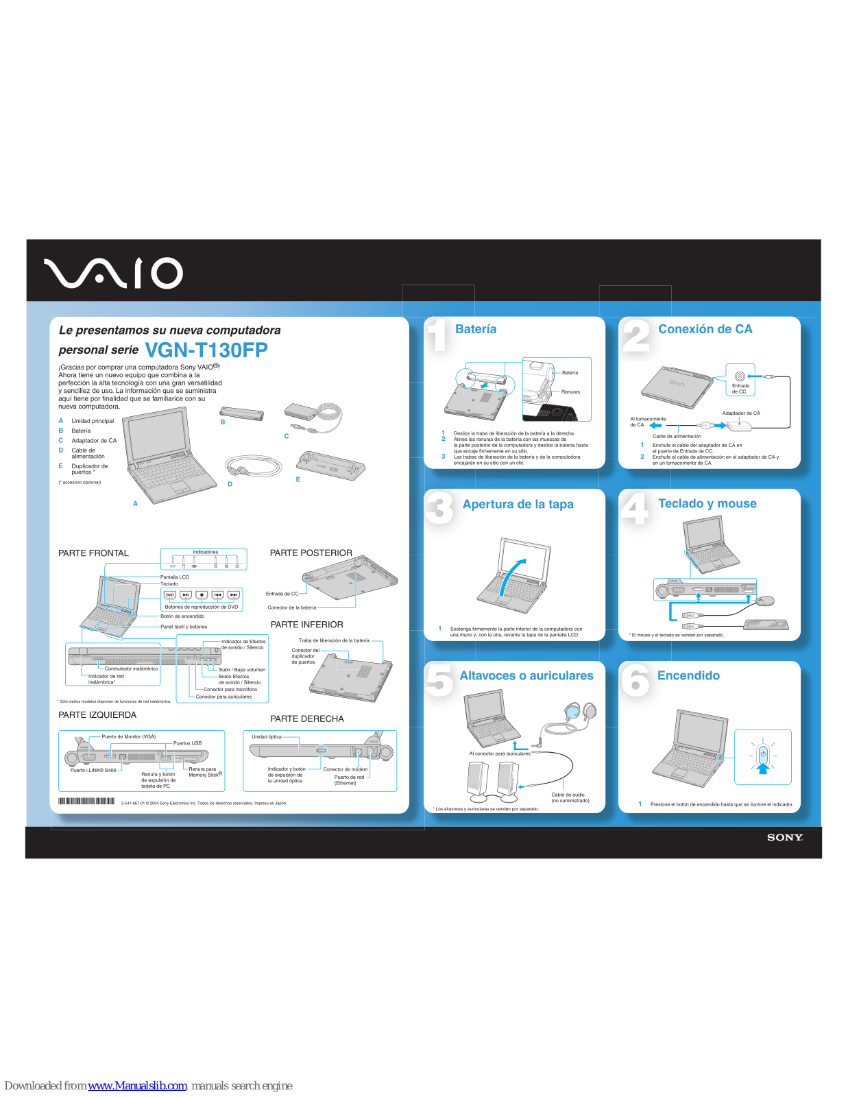 Sony VAIO VGN-T130FP Series Supplementary Manual