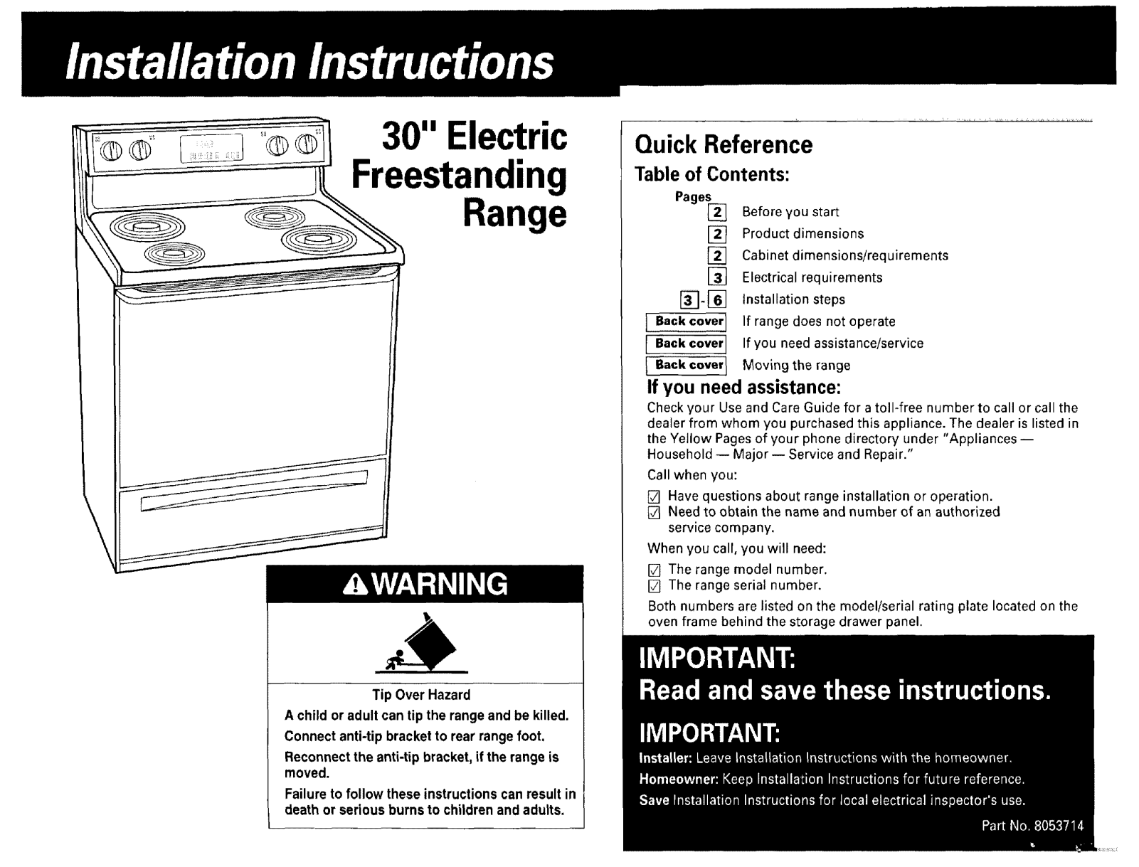 Whirlpool RF302BXKW0, RF350BXGW1, RF386PXGQ0, RF386PXGW0, RF386PXGZ0 Installation Guide - ManualMachine.com