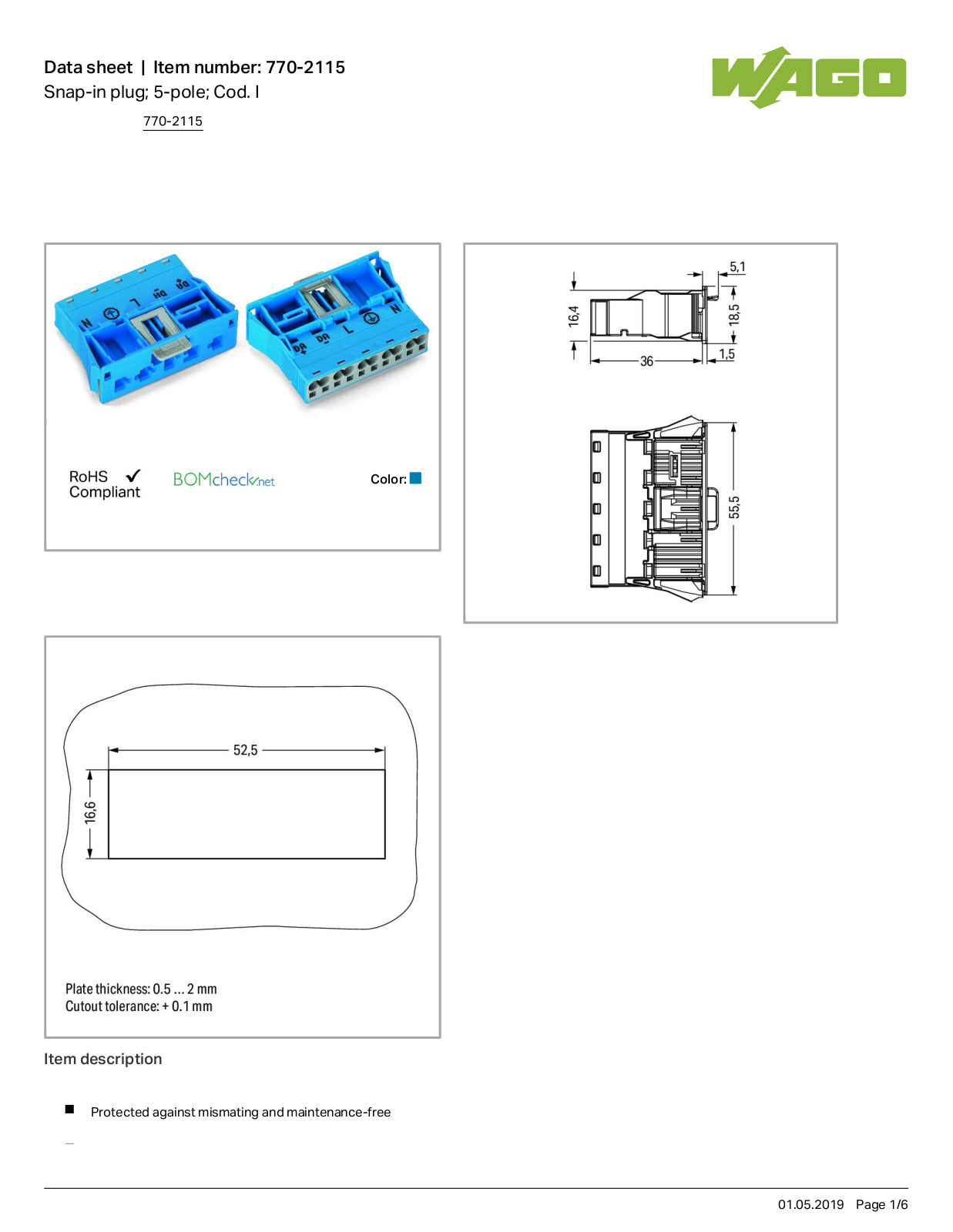 Wago 770-2115 Data Sheet