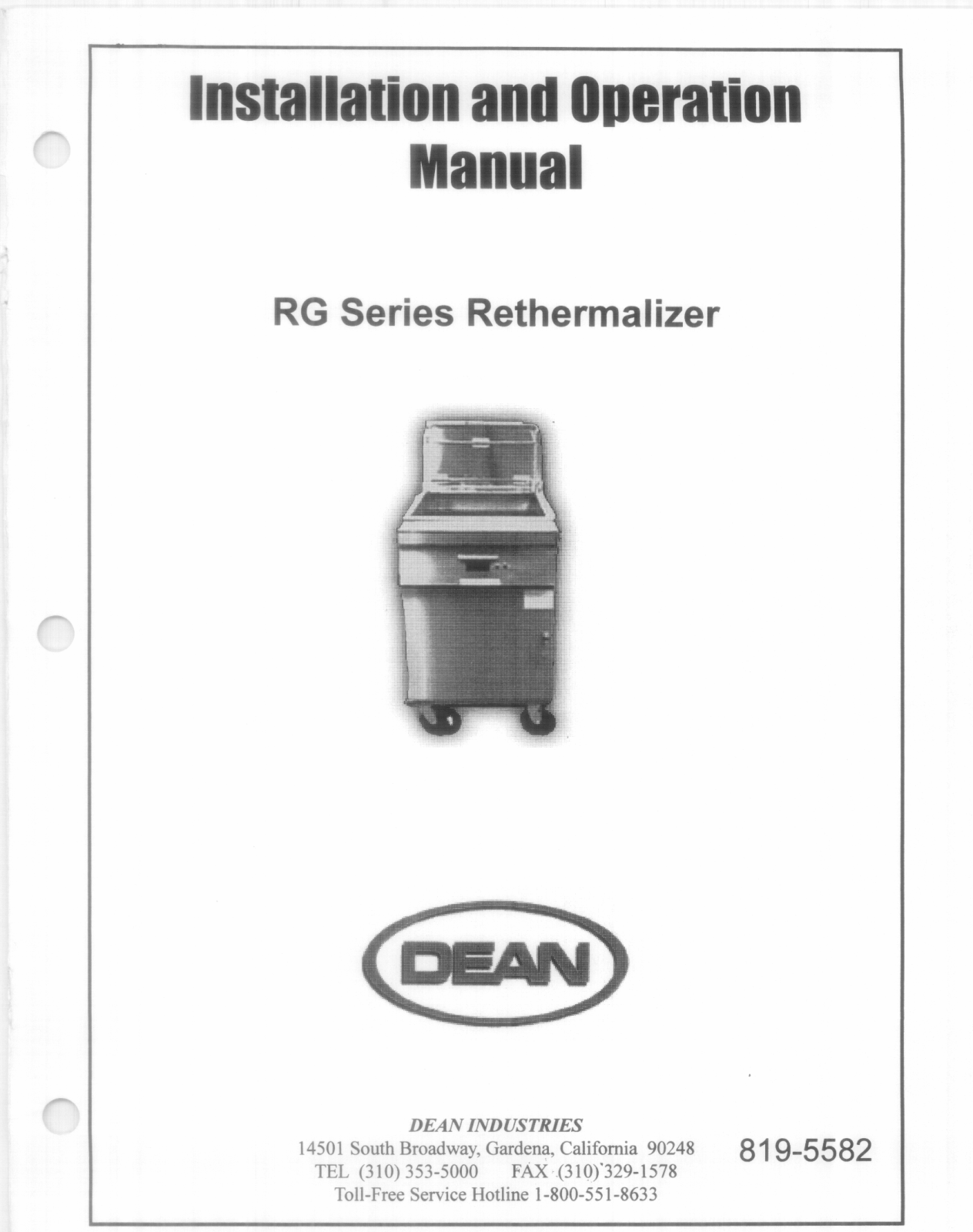 DEAN RG1824 Installation  Manual